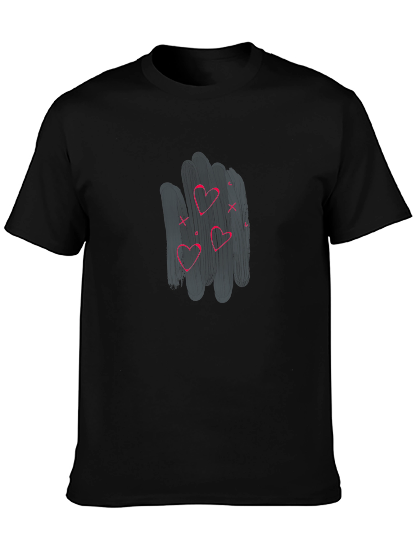 Mens Black T-shirt with Heart Graphic
