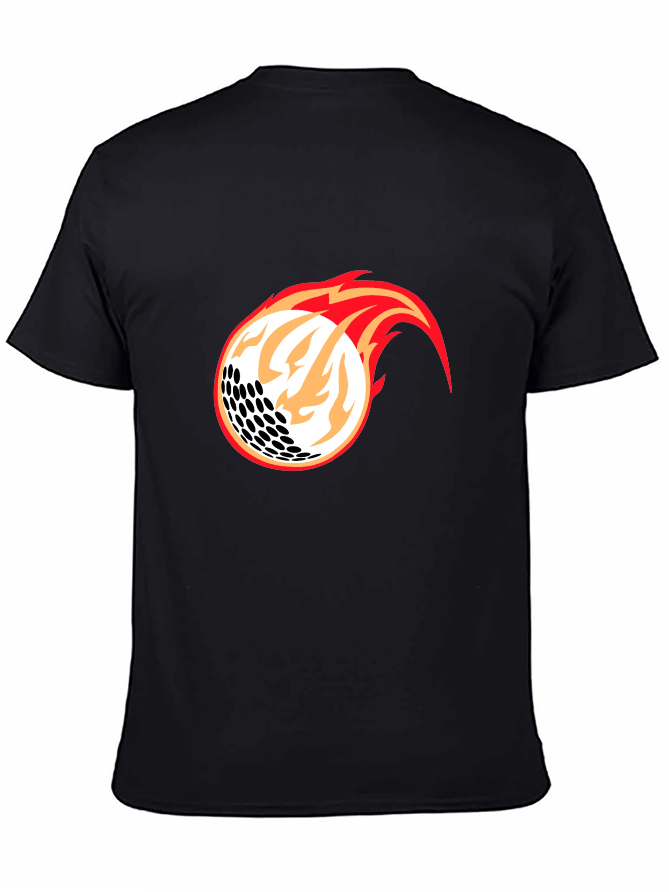 Flaming Golf Ball Graphic Tee - Black Cotton Blend