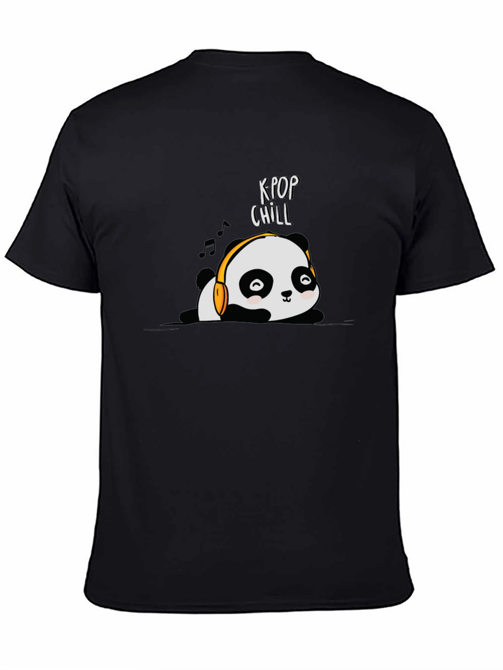K-Pop Chill Panda Graphic T-Shirt - Black