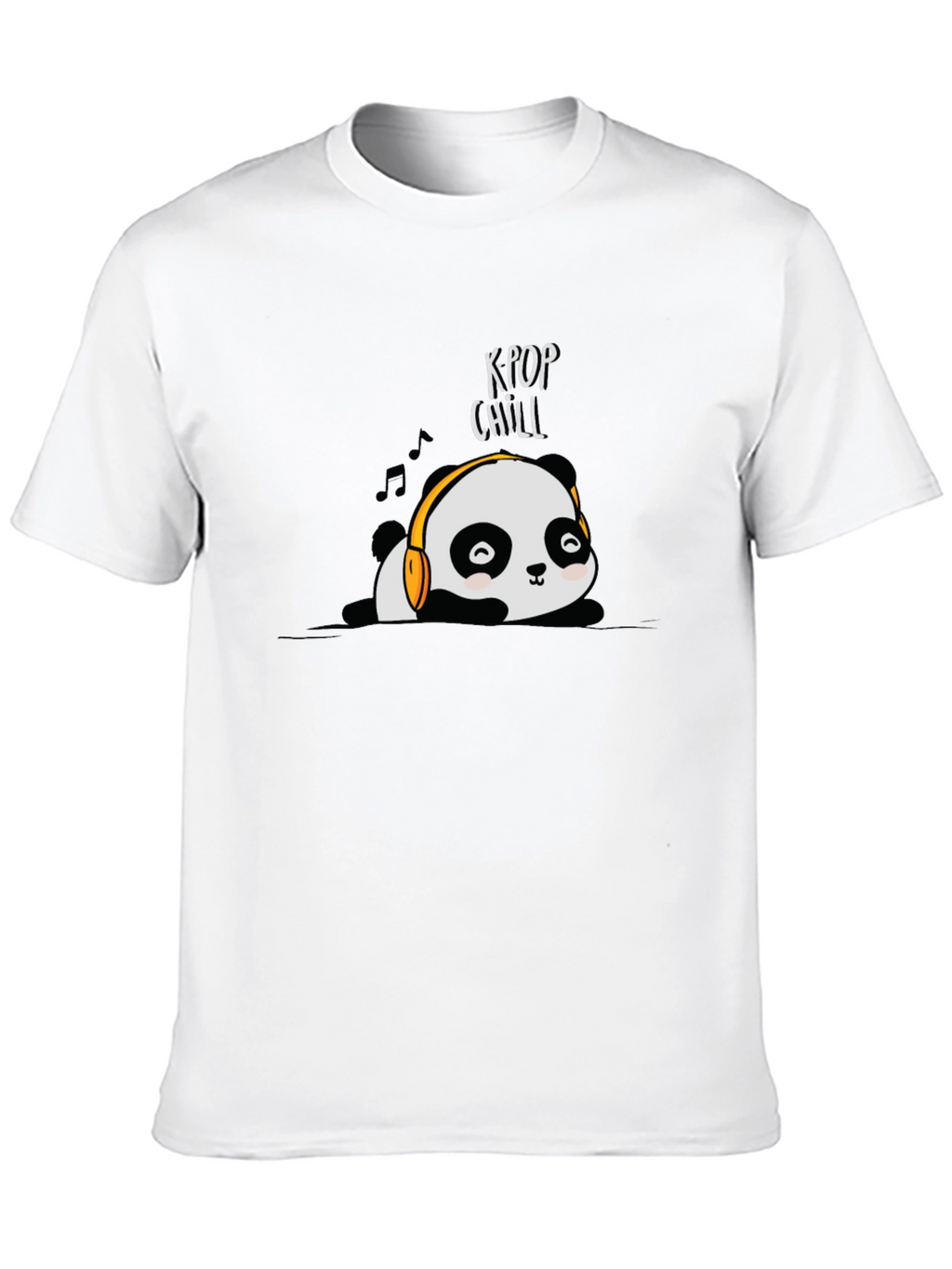 K-Pop Chill Panda Graphic T-Shirt - Black