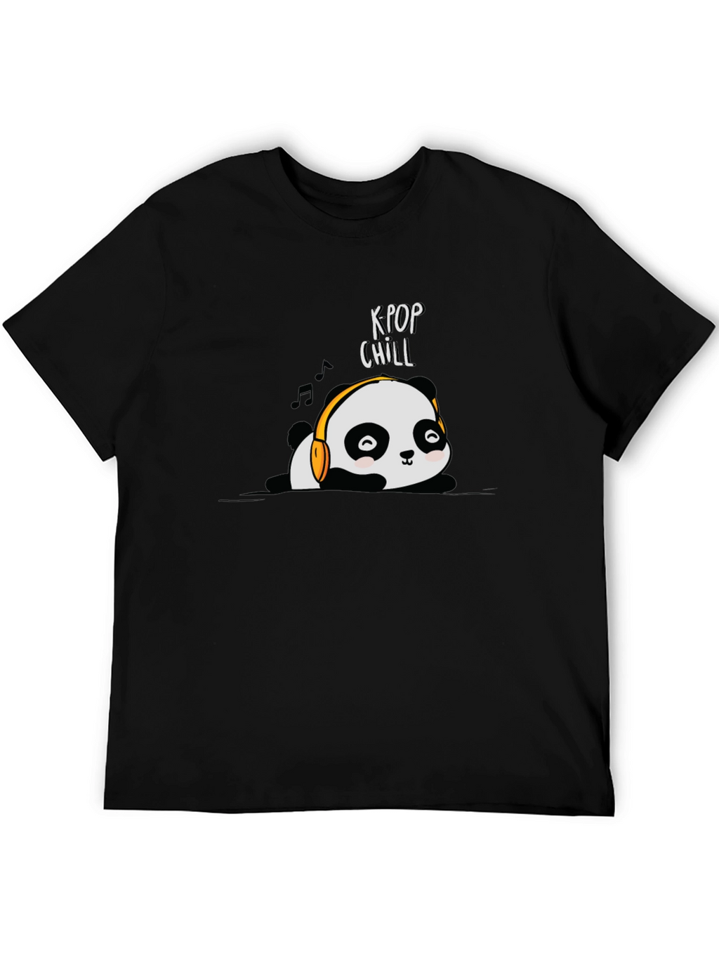 K-Pop Chill Panda Graphic T-Shirt - Black