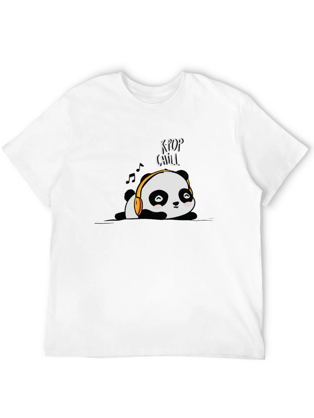 K-Pop Chill Panda Graphic T-Shirt - Black