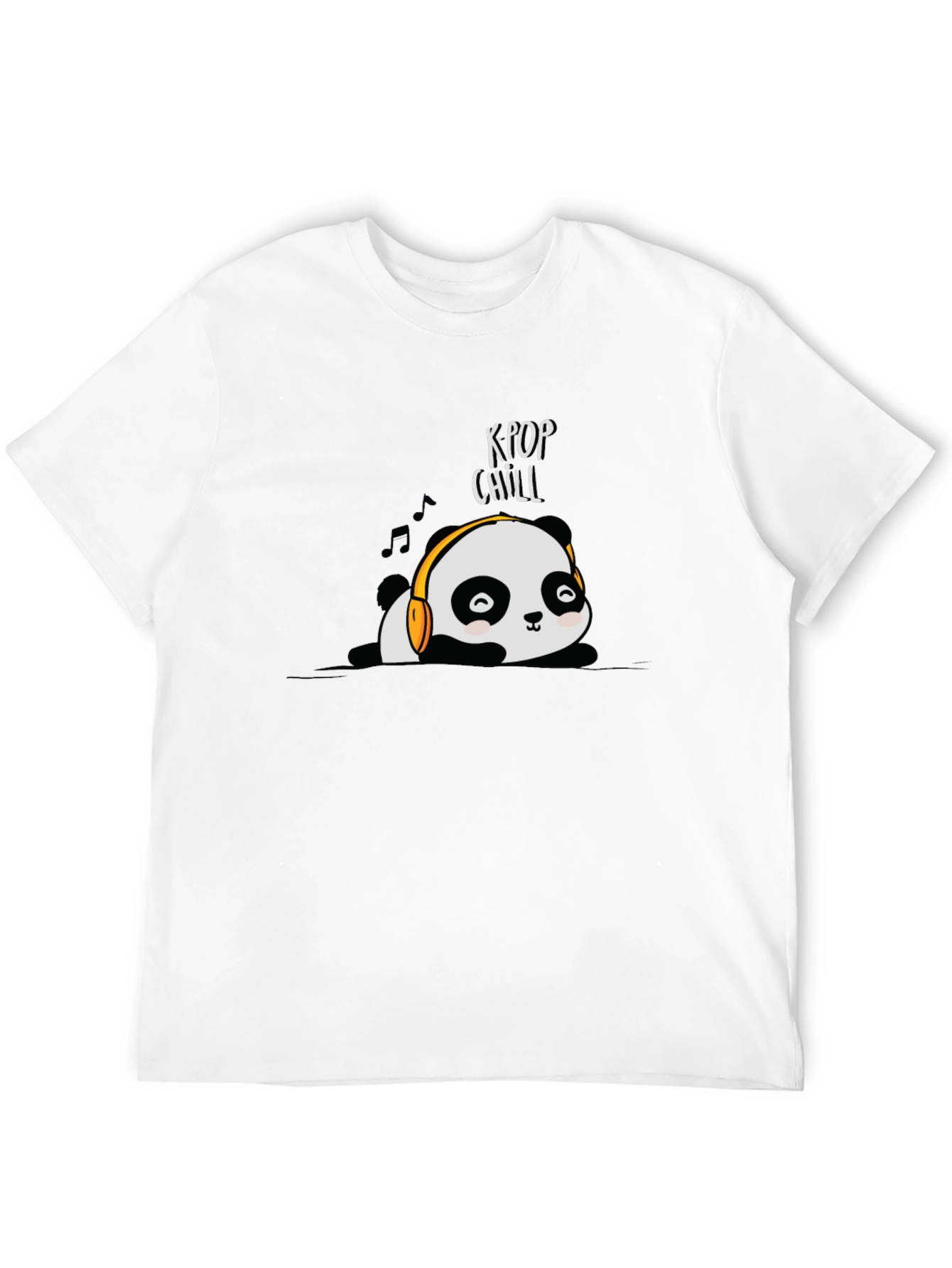 K-Pop Chill Panda Graphic T-Shirt - Black