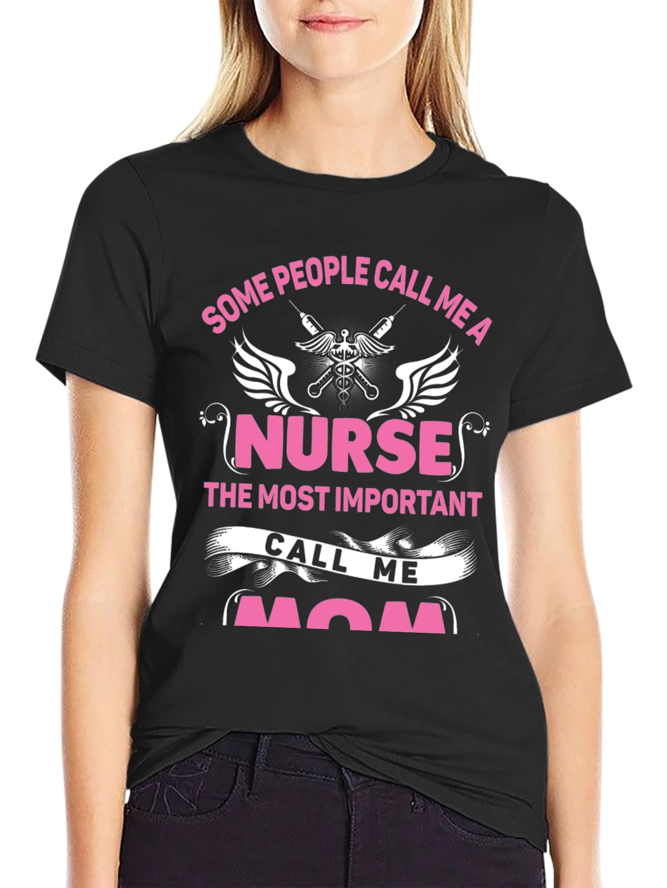 Nurse Mom Graphic T-Shirt - Black