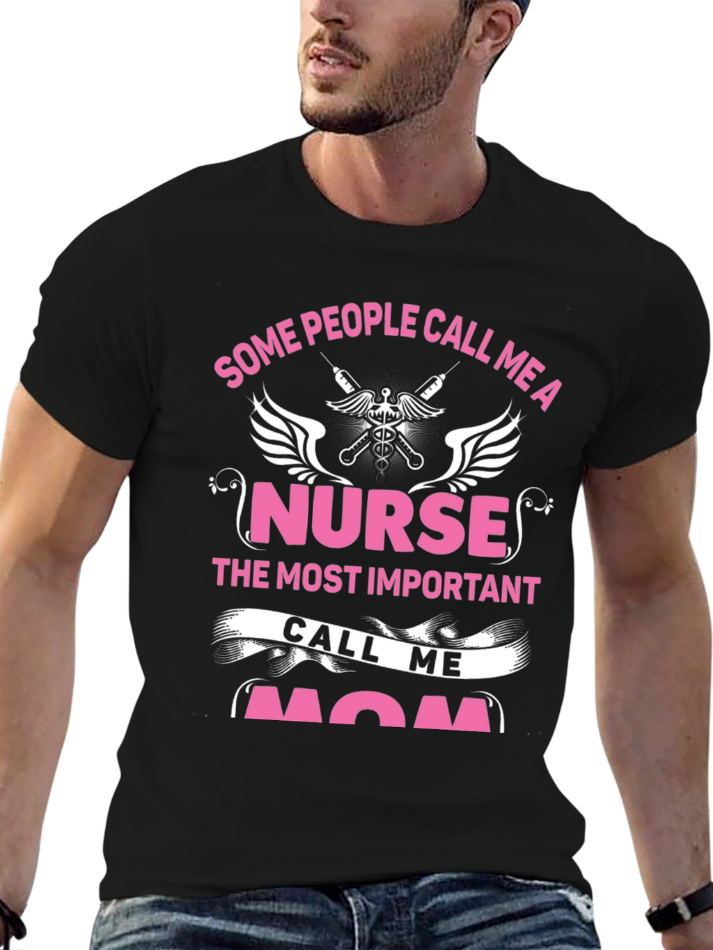 Nurse Mom Graphic T-Shirt - Black