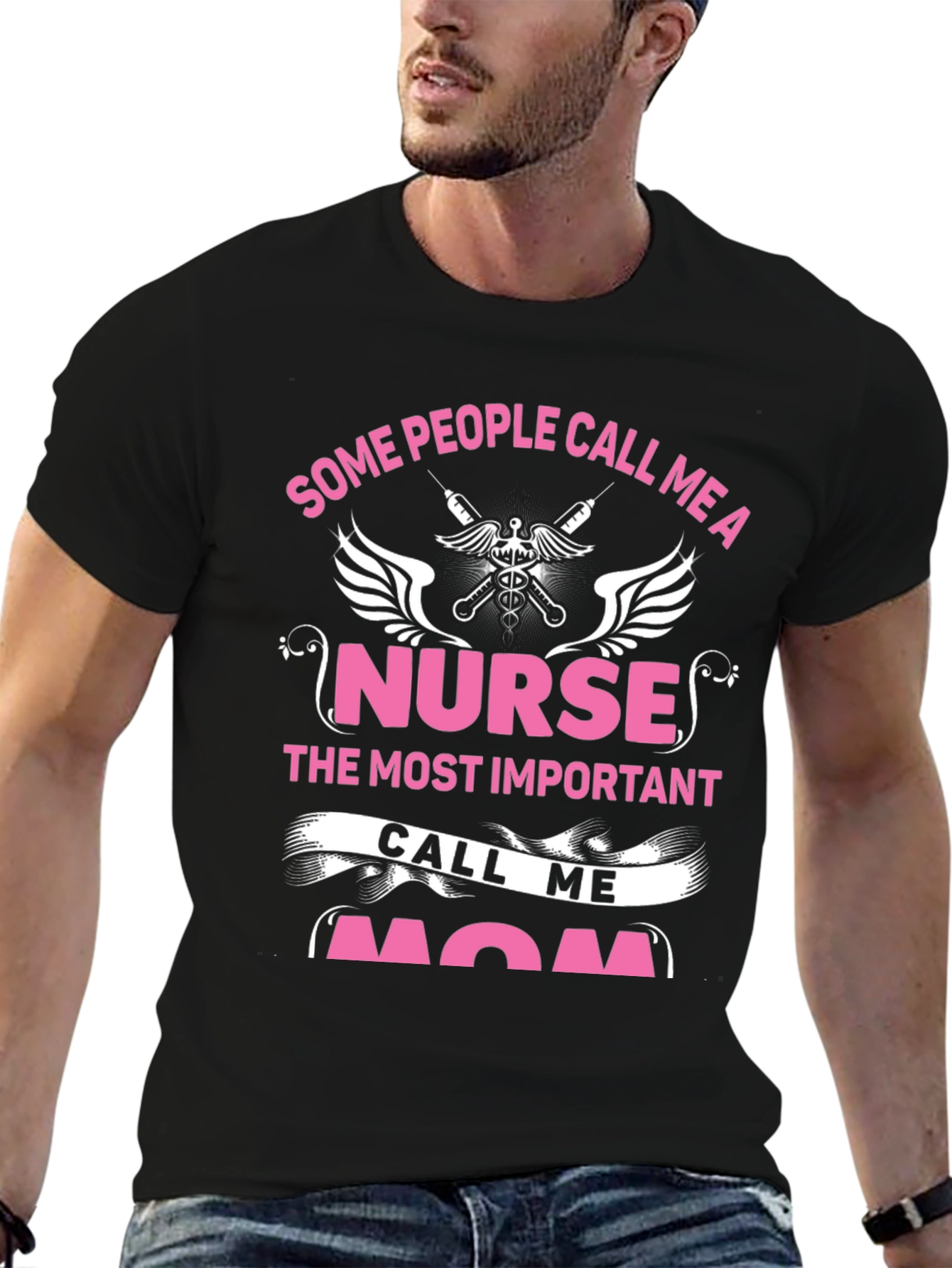 Nurse Mom Graphic T-Shirt - Black