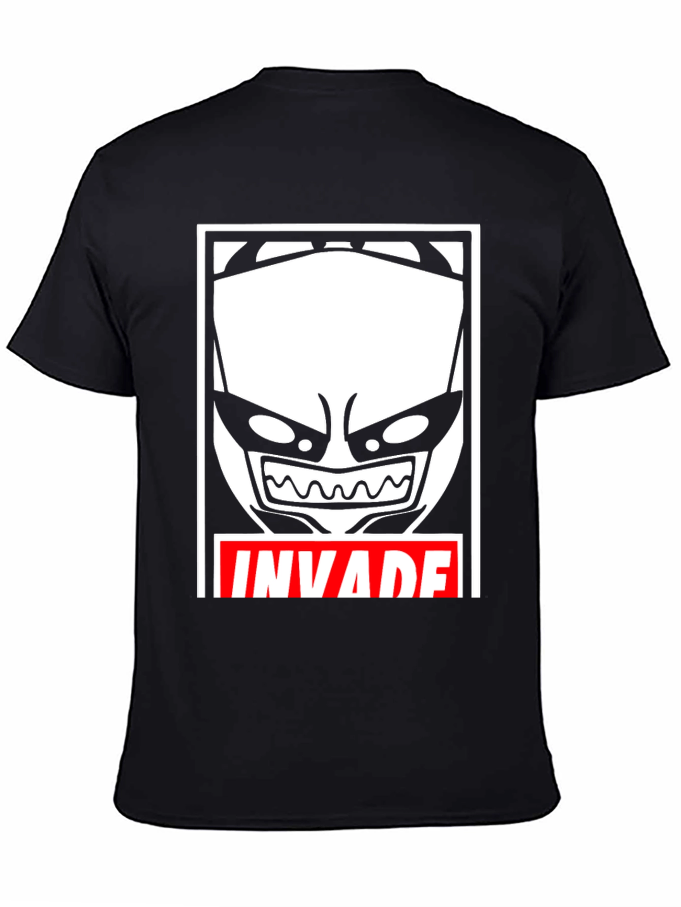 Invade Graphic Tee - Black Cotton Blend T-Shirt