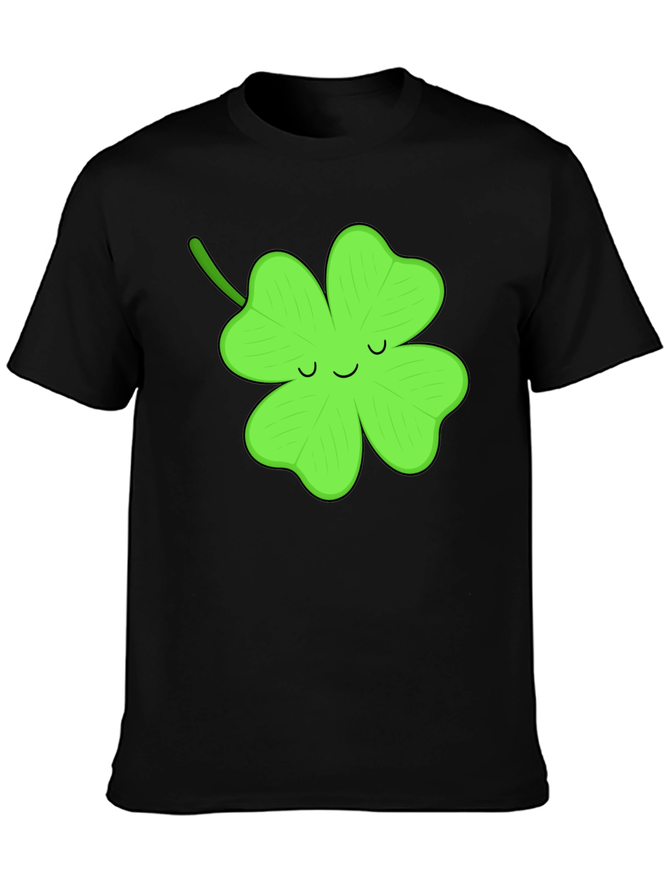 Lucky Clover Graphic Tee - Black Cotton T-Shirt