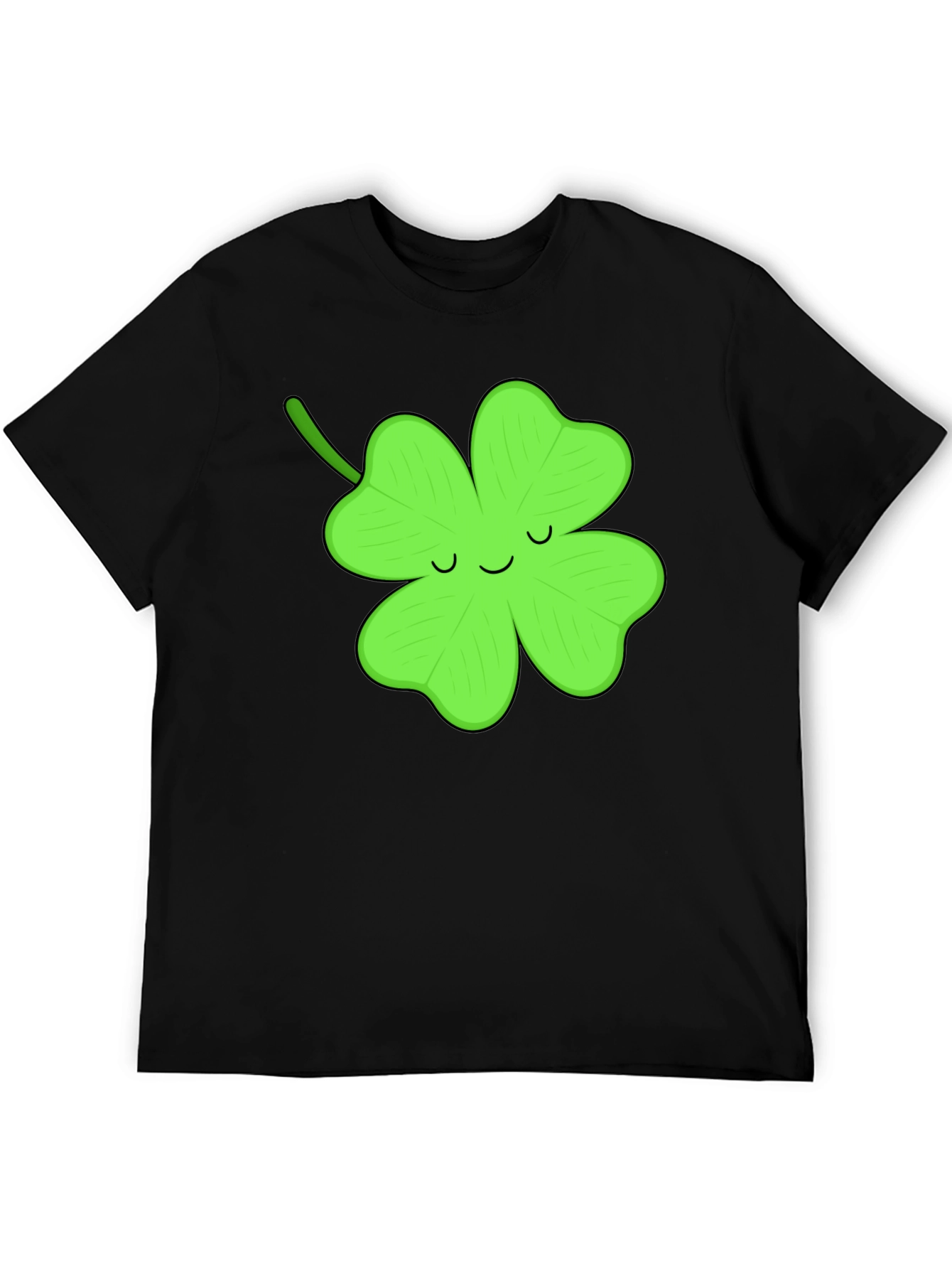 Lucky Clover Graphic Tee - Black Cotton T-Shirt