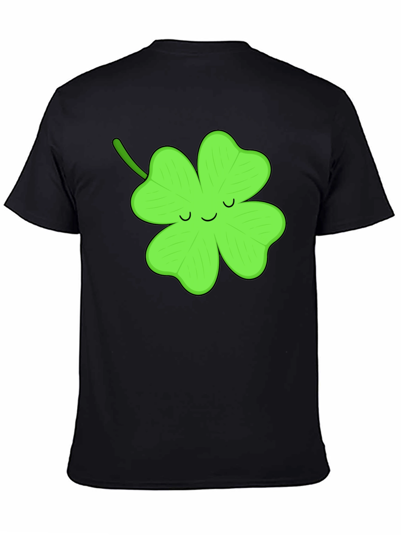 Lucky Clover Graphic Tee - Black Cotton T-Shirt
