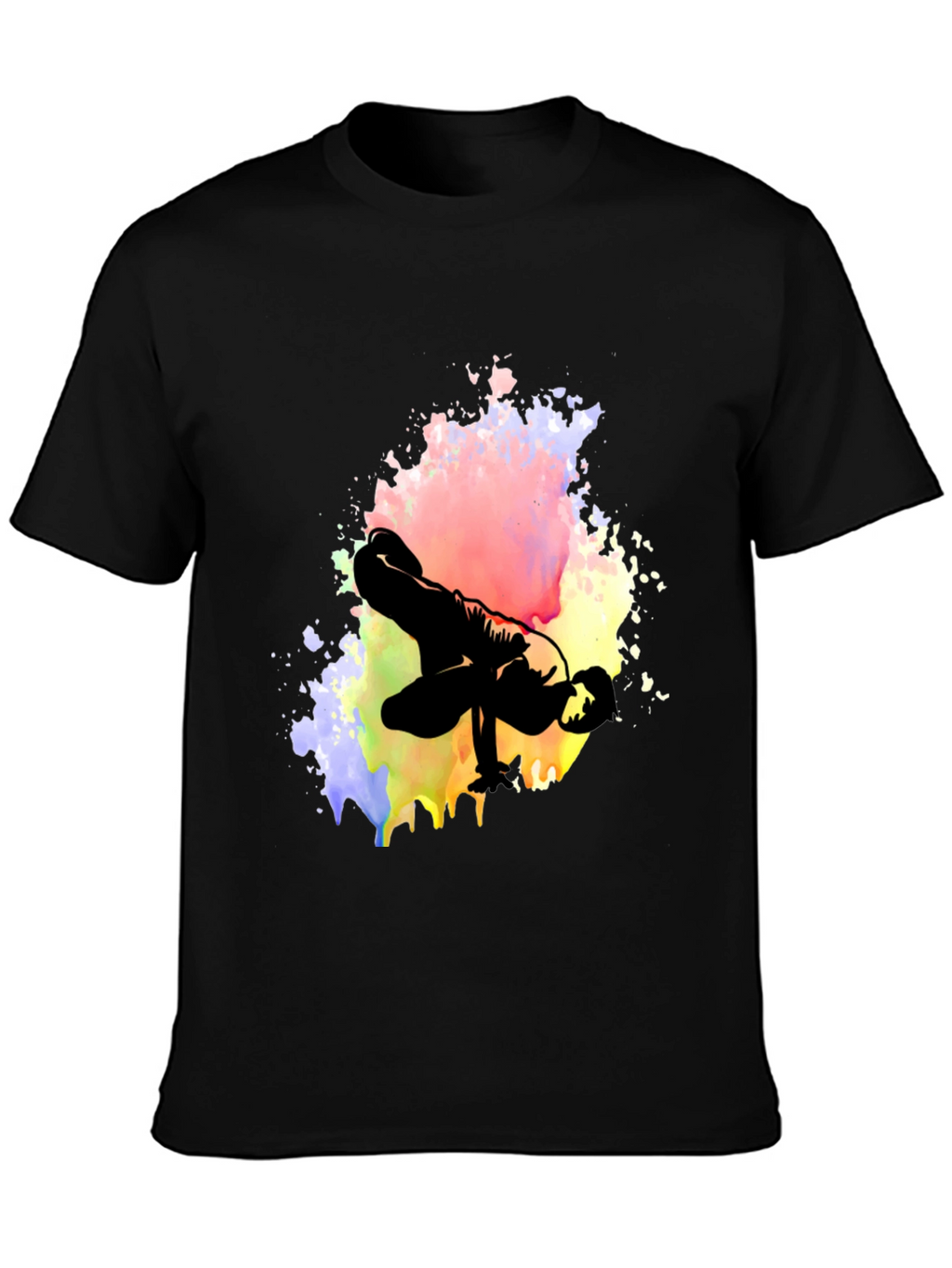 Artistic Breakdancer Graphic Black T-Shirt