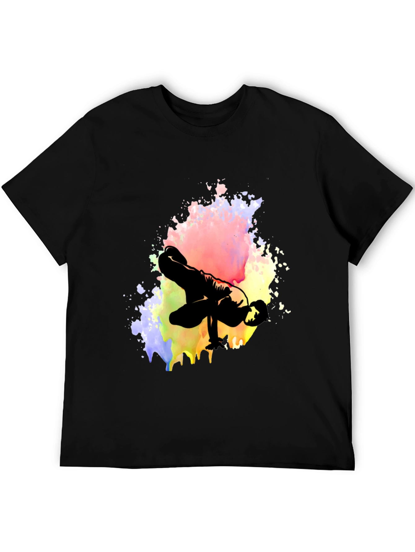Artistic Breakdancer Graphic Black T-Shirt