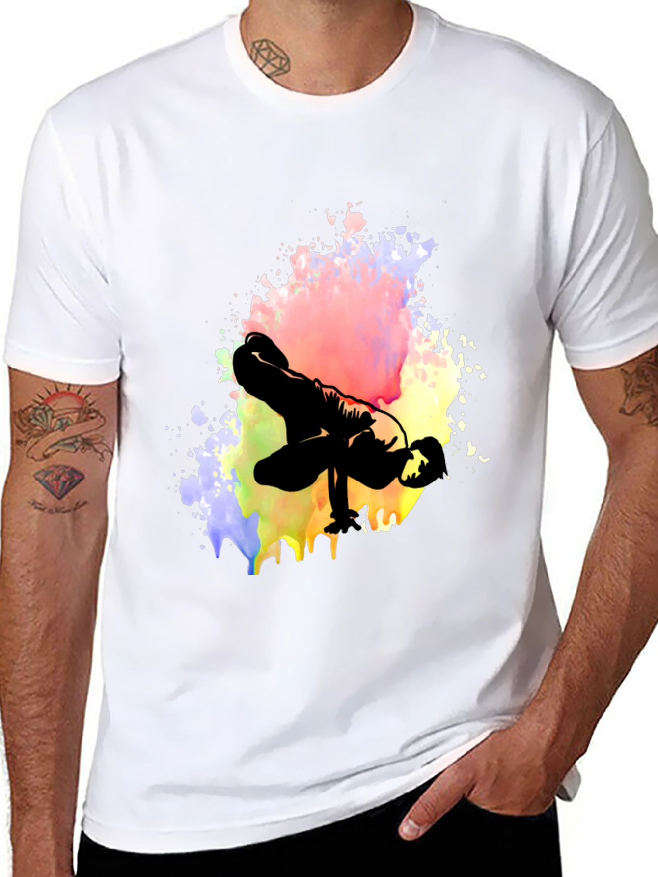 Artistic Breakdancer Graphic Black T-Shirt