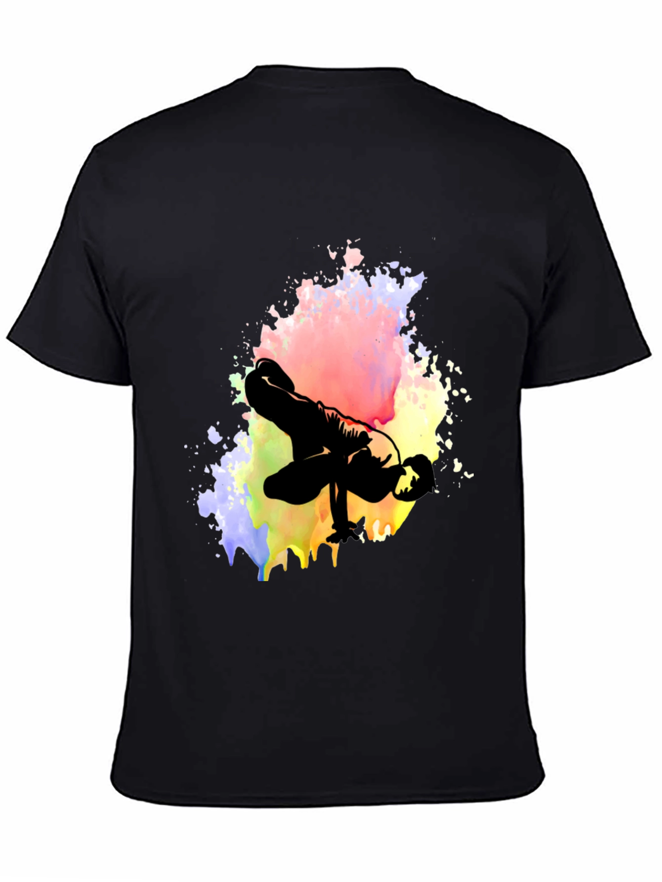 Artistic Breakdancer Graphic Black T-Shirt