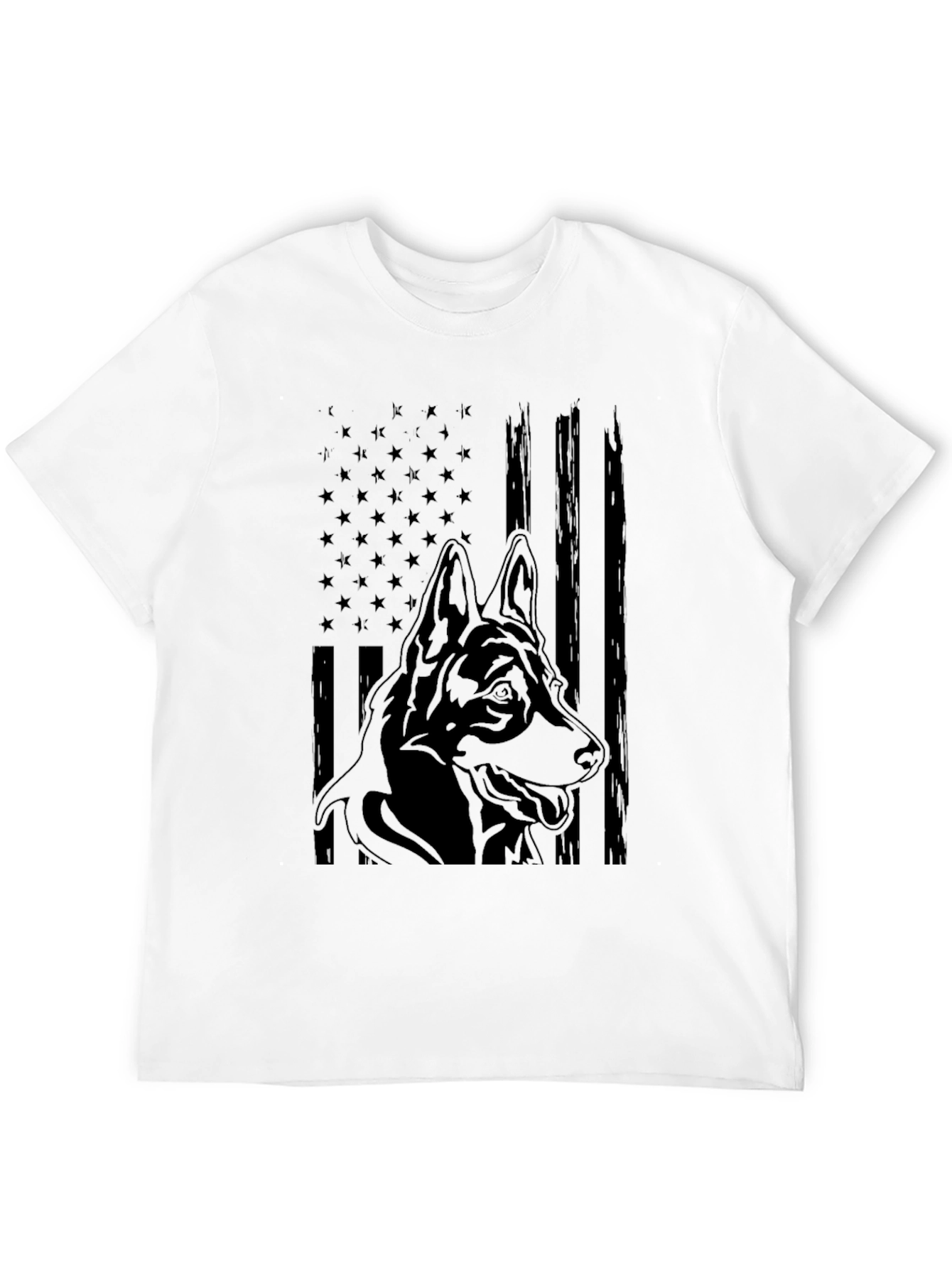 German Shepherd American Flag Graphic Tee