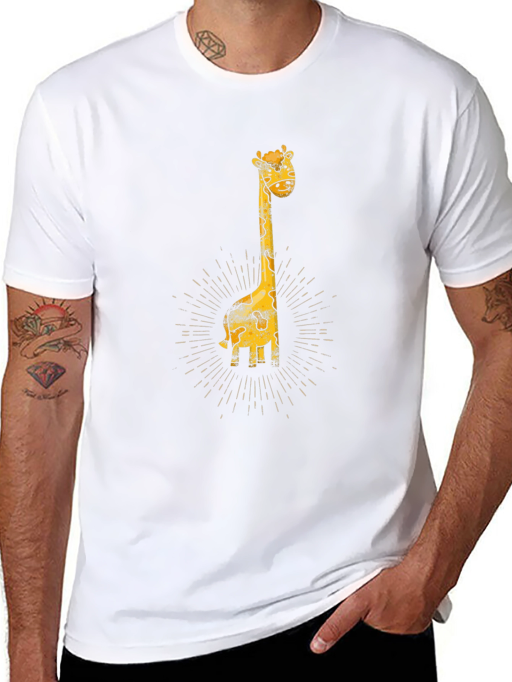 Giraffe Graphic Print Black T-Shirt