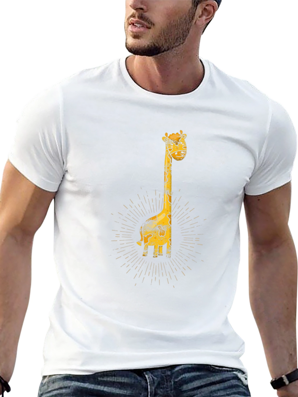 Giraffe Graphic Print Black T-Shirt