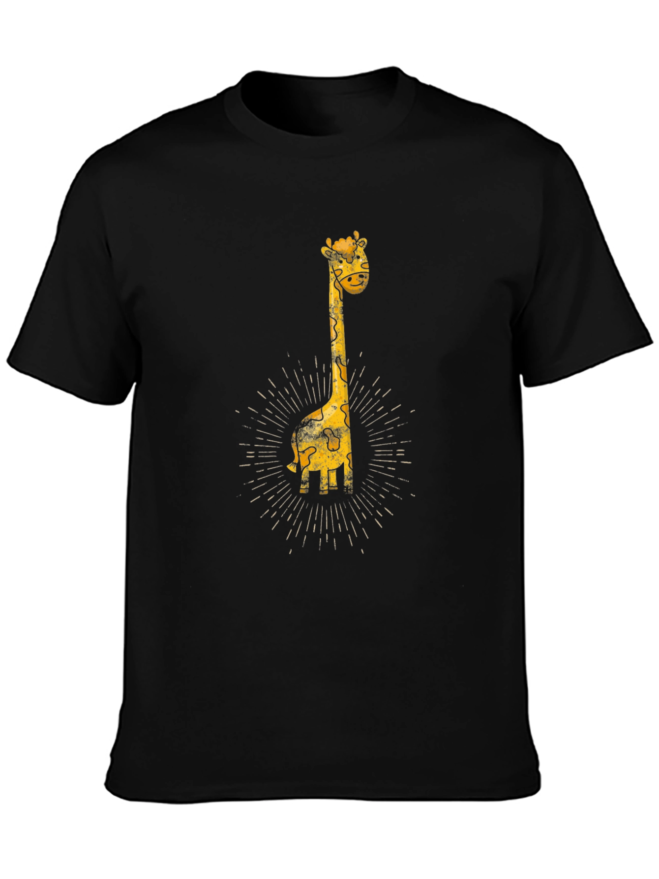 Giraffe Graphic Print Black T-Shirt