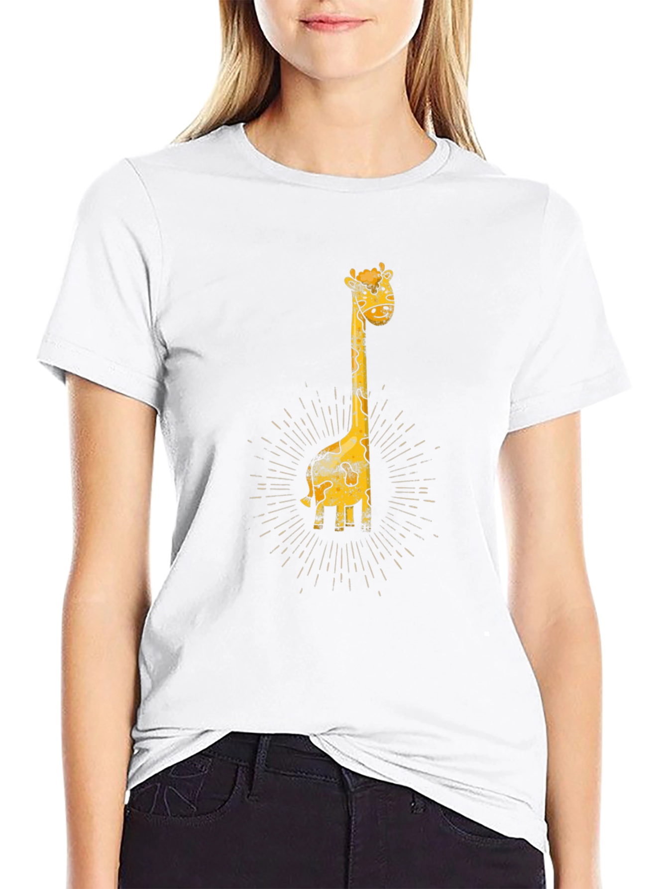 Giraffe Graphic Print Black T-Shirt