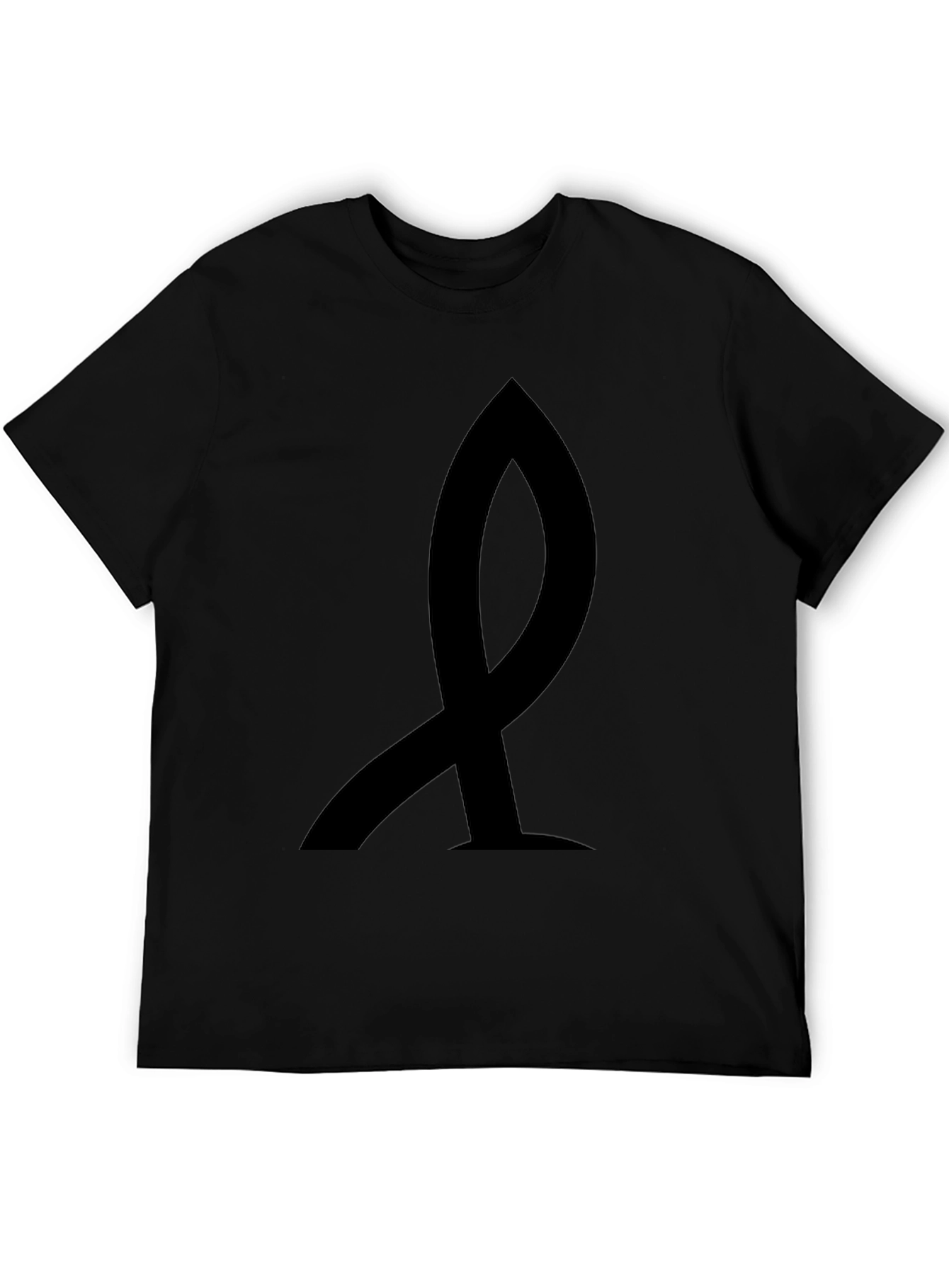 Mens Black Ribbon Graphic Tee - Casual Cotton Shirt
