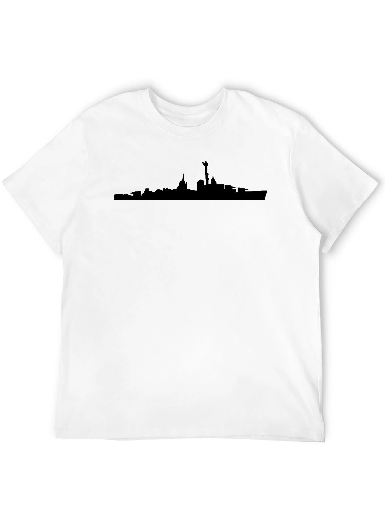 Black T-Shirt with City Skyline Graphic