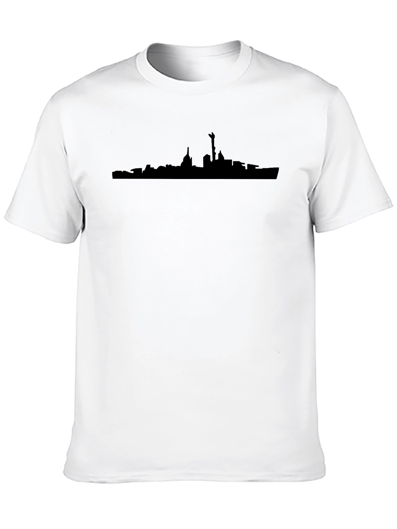 Black T-Shirt with City Skyline Graphic