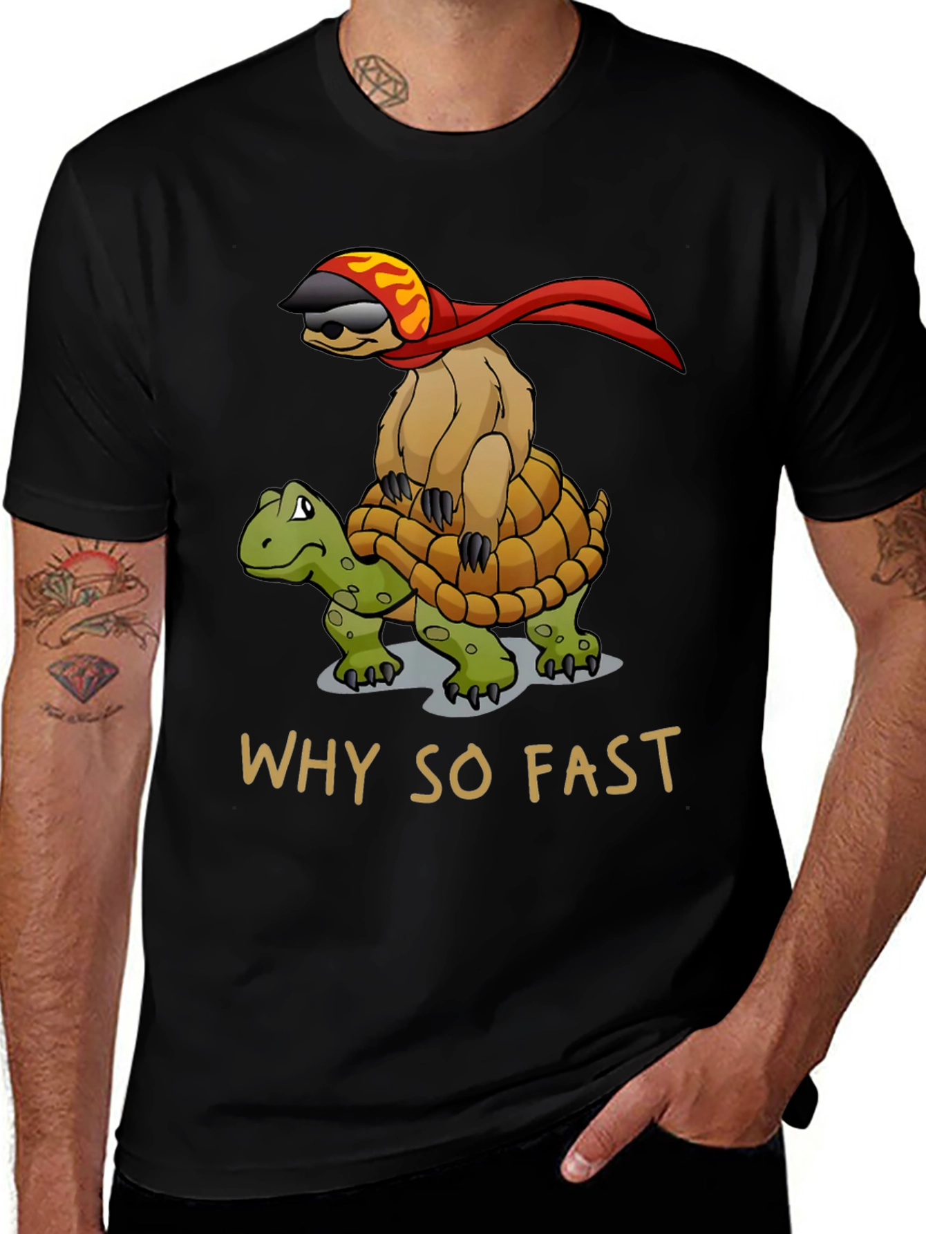 Funny Sloth Riding Turtle T-Shirt - Why So Fast?