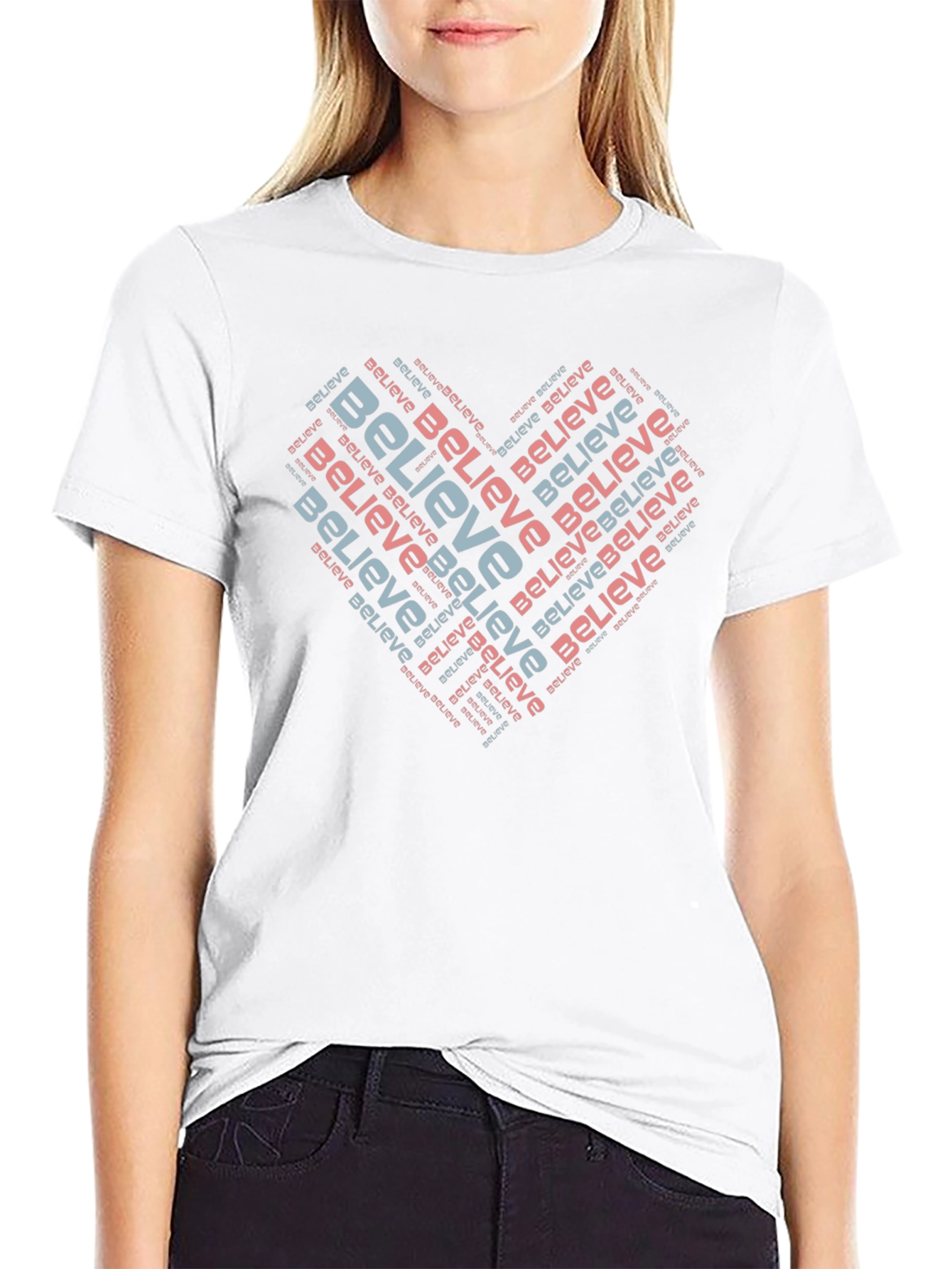 Believe Heart Word Art T-Shirt