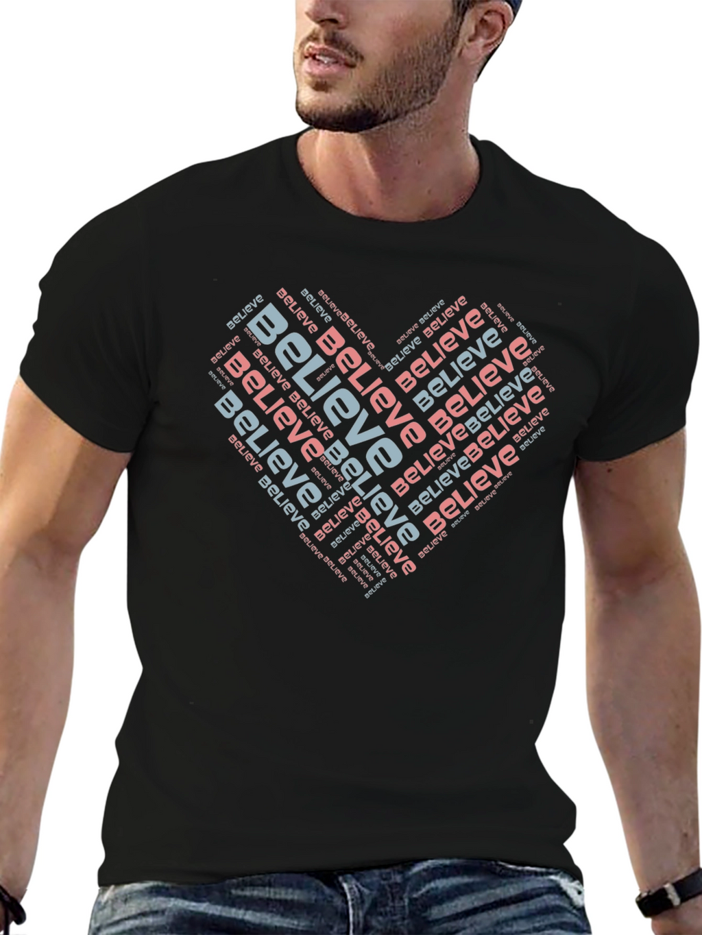 Believe Heart Word Art T-Shirt