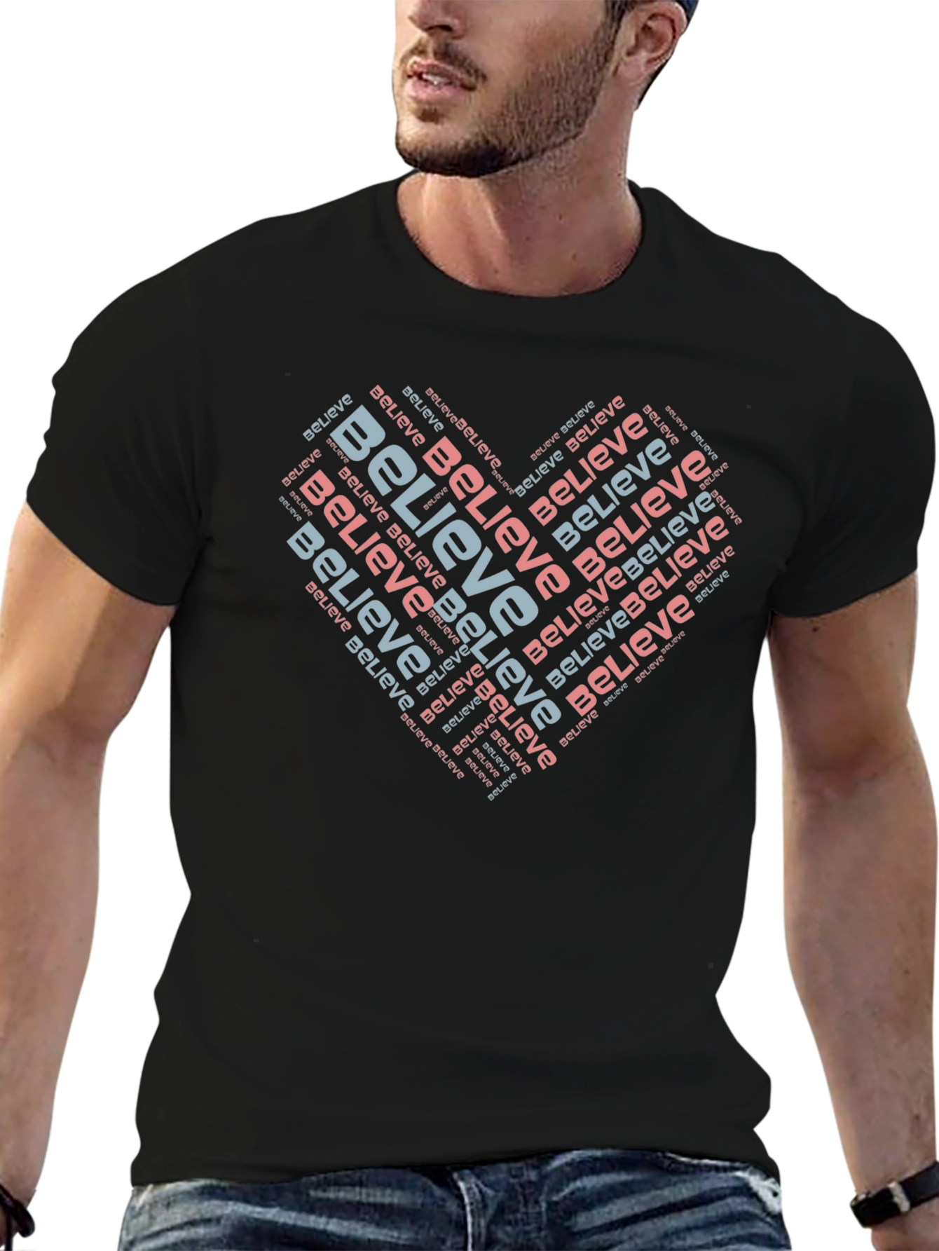 Believe Heart Word Art T-Shirt