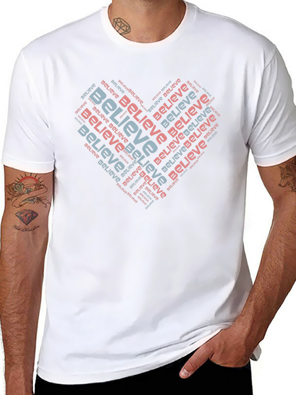 Believe Heart Word Art T-Shirt