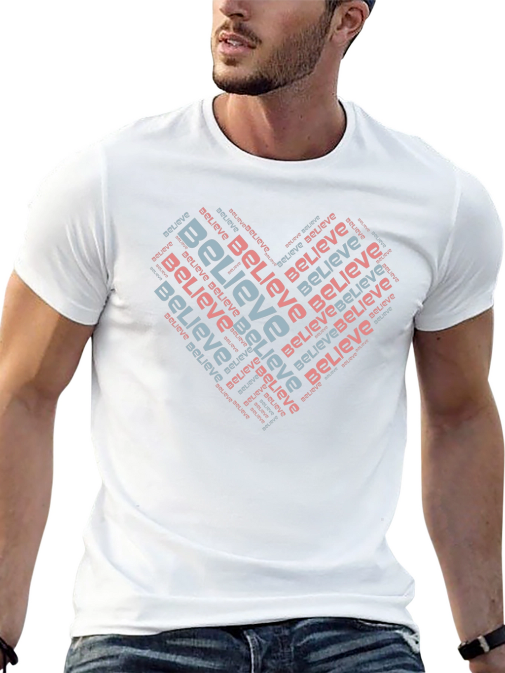 Believe Heart Word Art T-Shirt