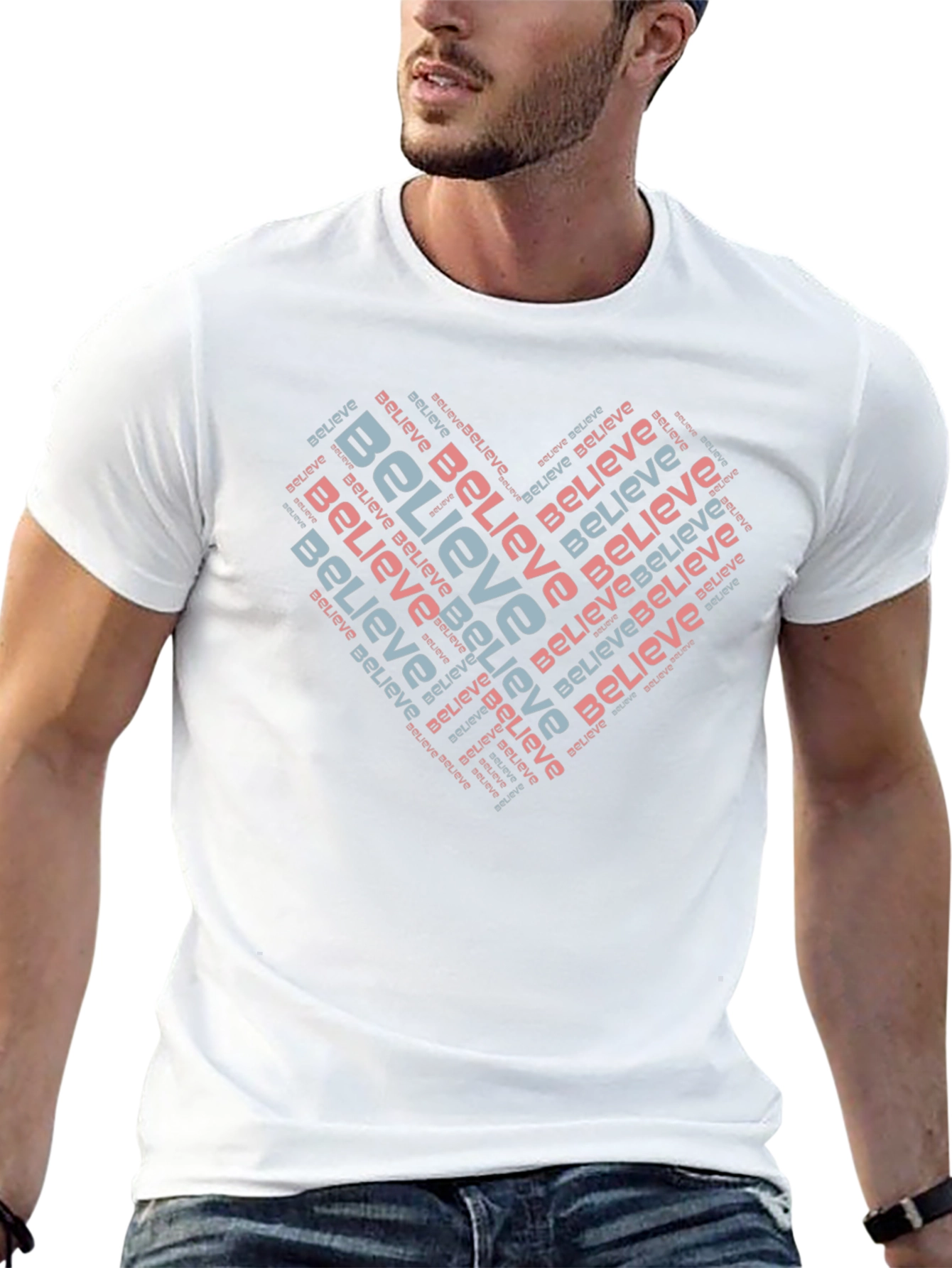 Believe Heart Word Art T-Shirt