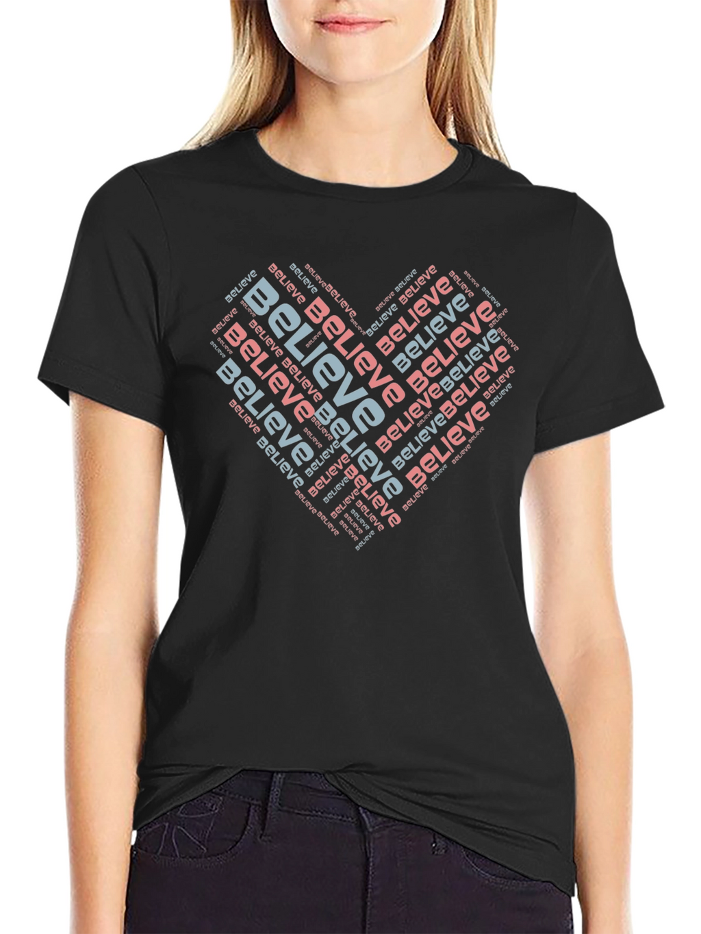 Believe Heart Word Art T-Shirt