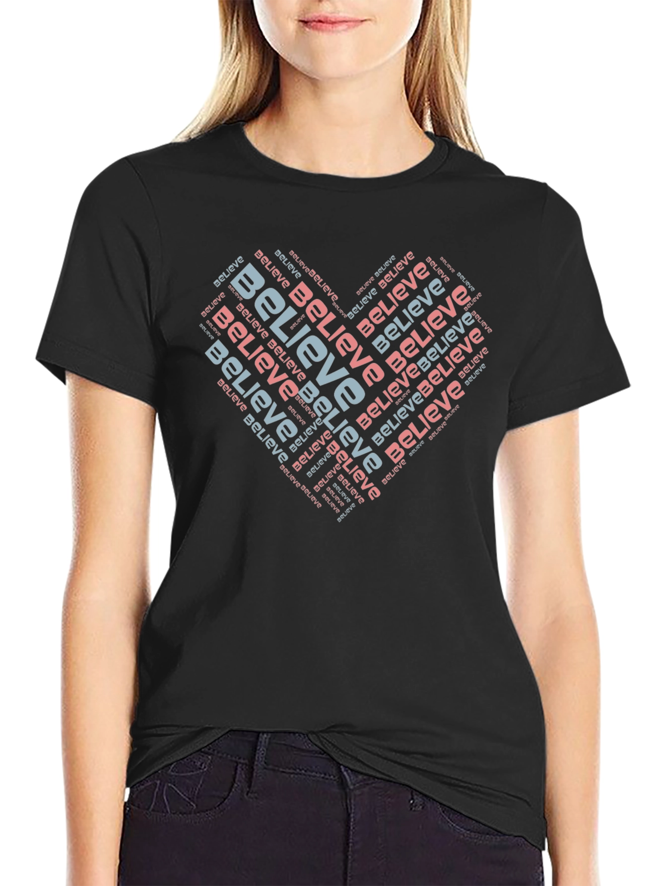Believe Heart Word Art T-Shirt