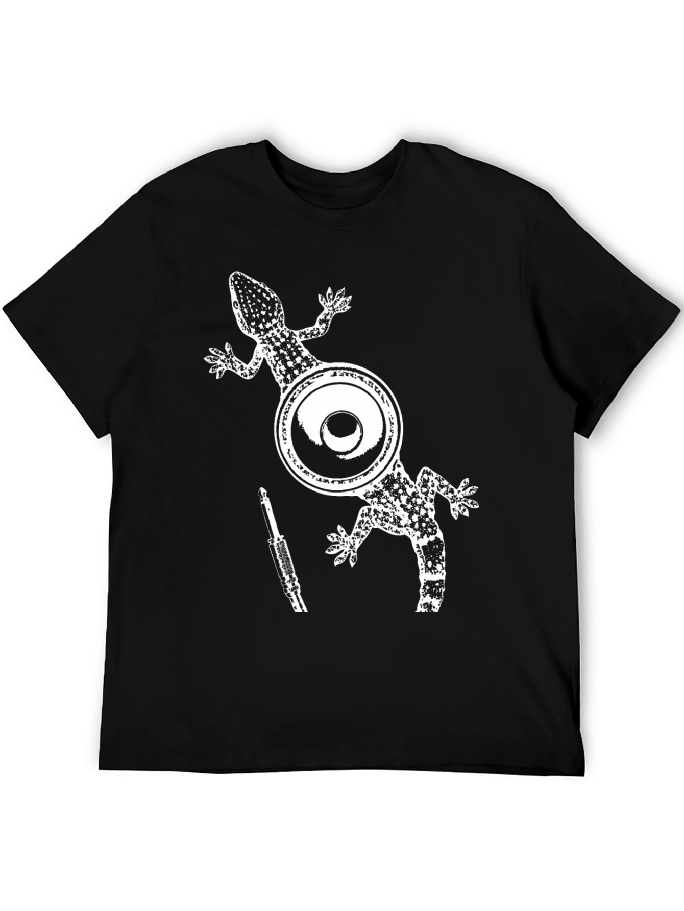 Gecko Speaker Graphic Tee - Black Cotton T-Shirt
