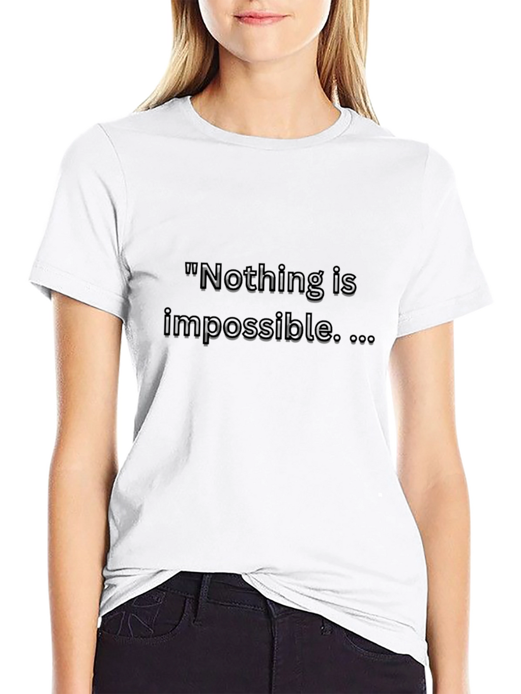 Motivational Black T-Shirt - Nothing Is Impossible