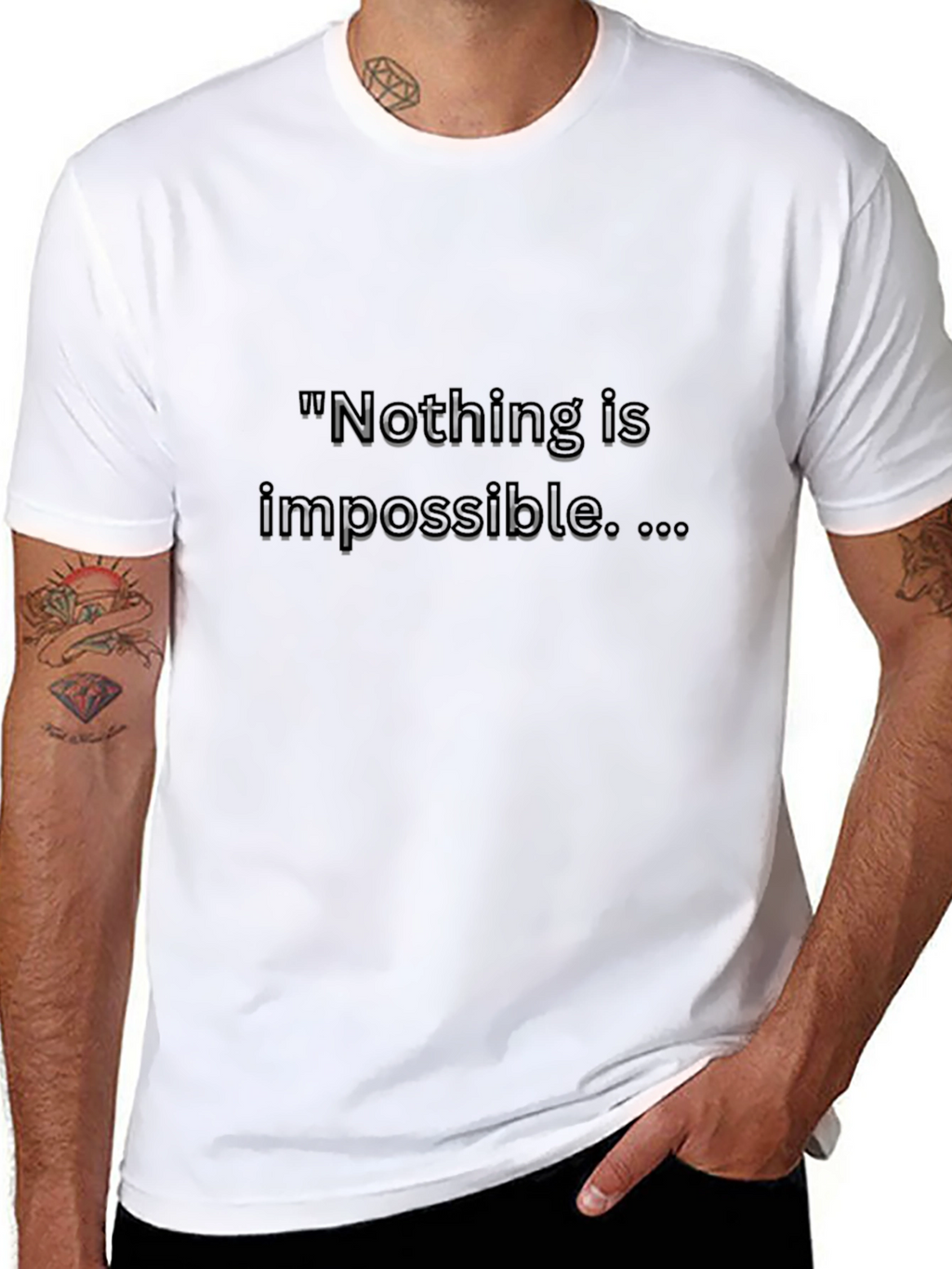 Motivational Black T-Shirt - Nothing Is Impossible