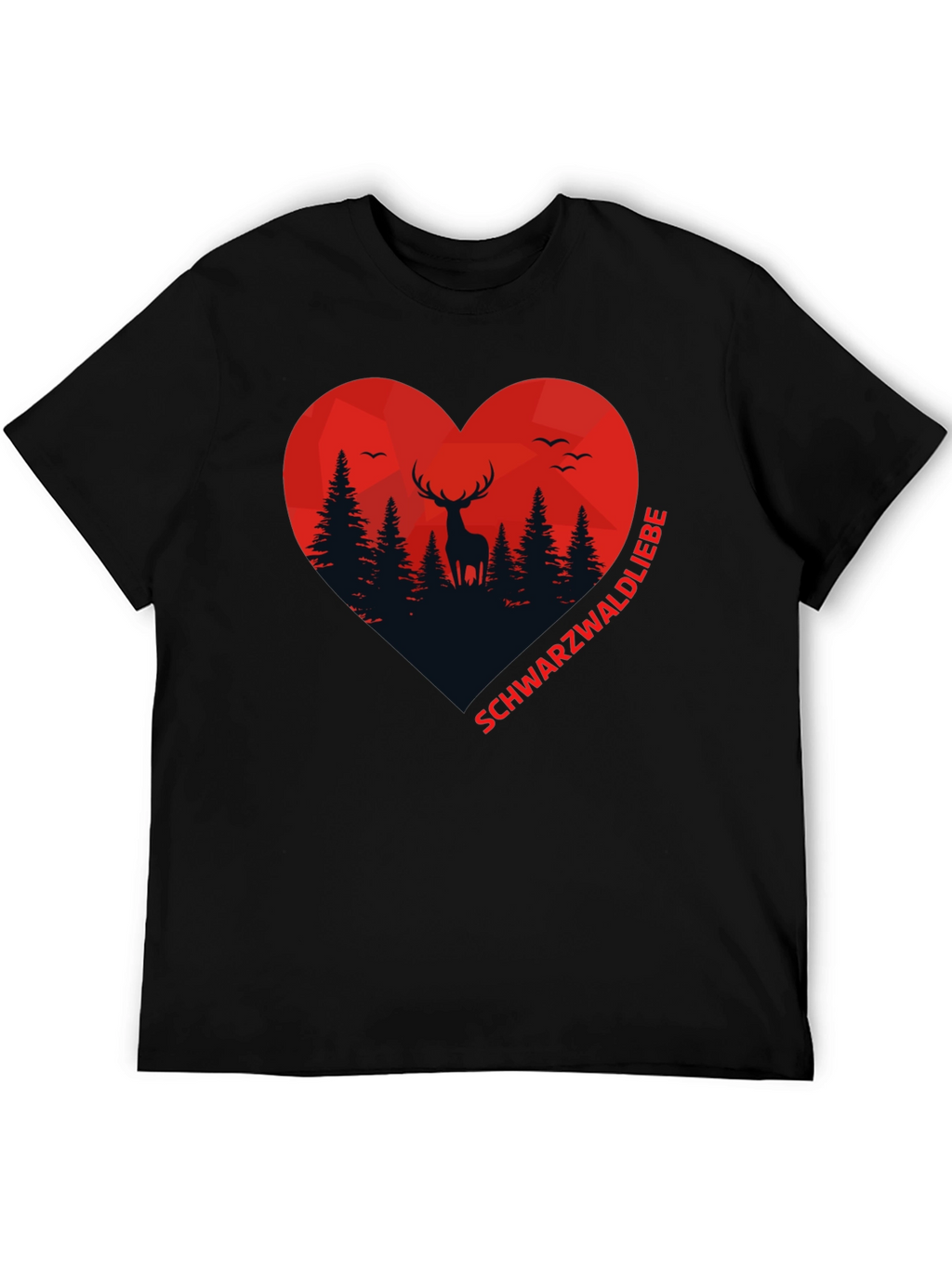 Black Forest Deer Heart Graphic T-Shirt