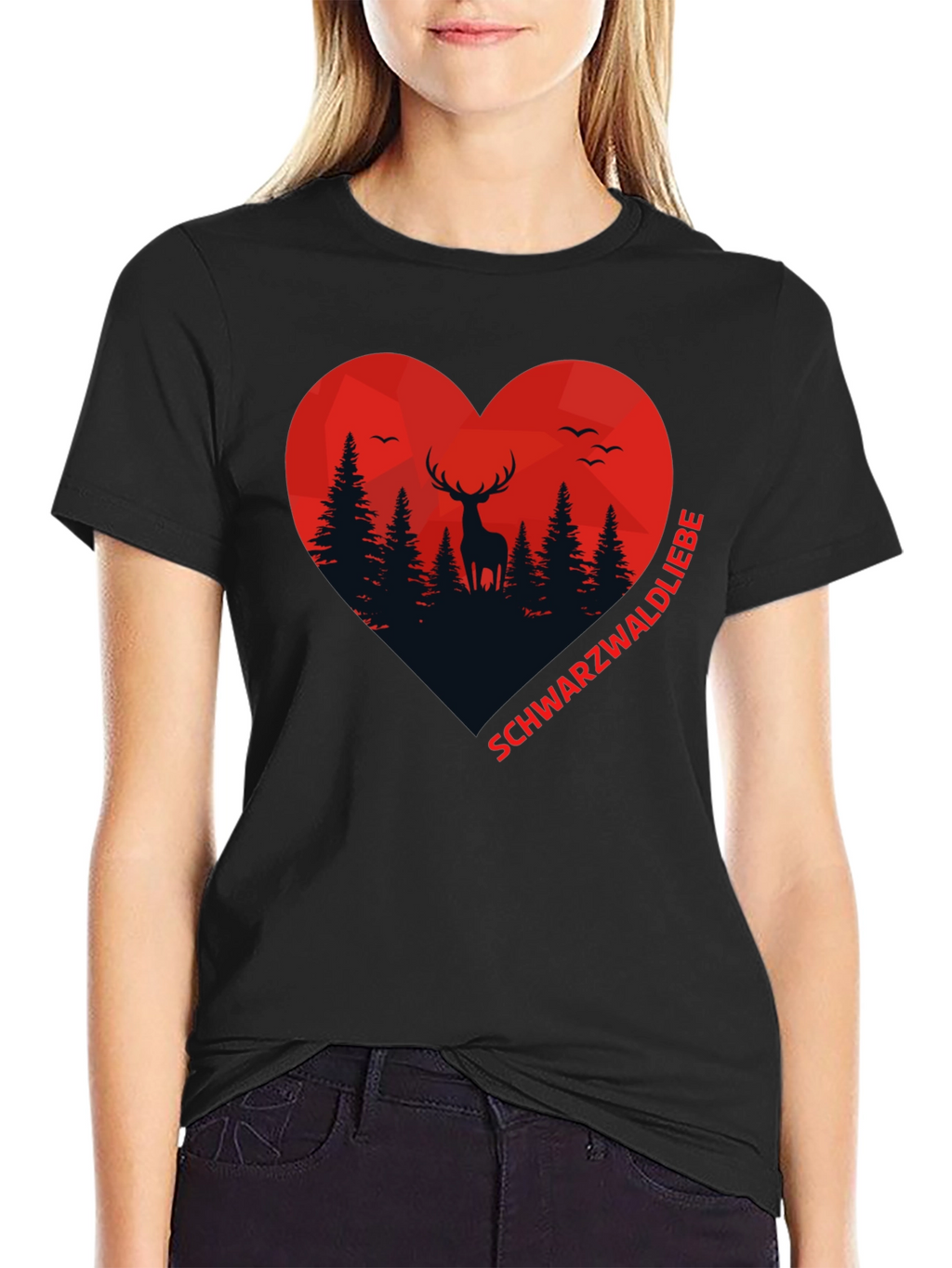 Black Forest Deer Heart Graphic T-Shirt