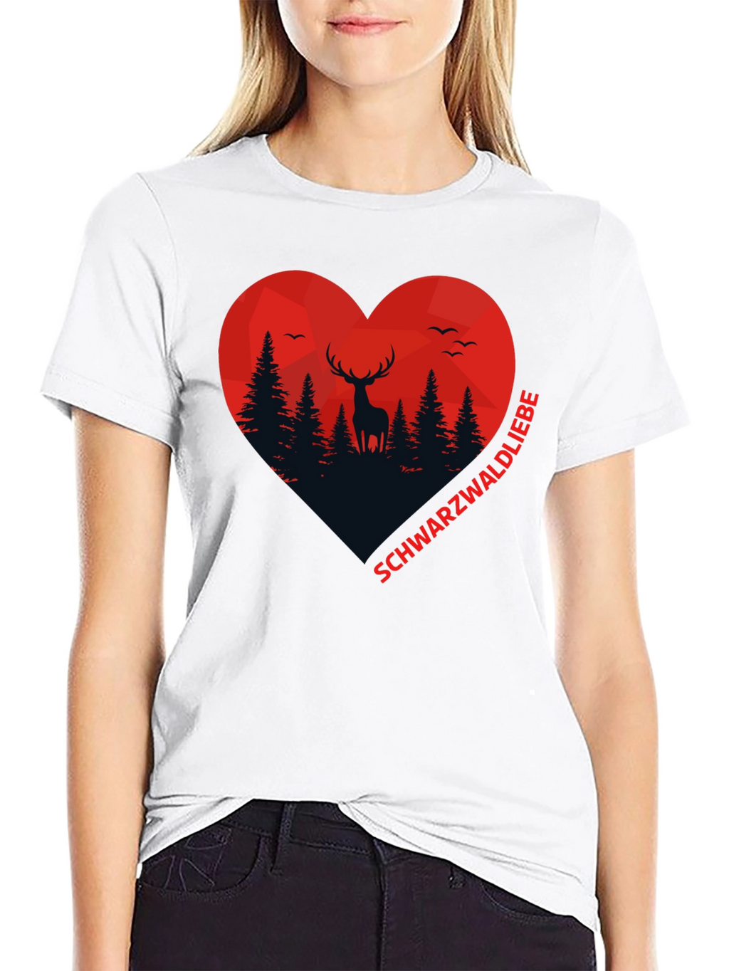 Black Forest Deer Heart Graphic T-Shirt