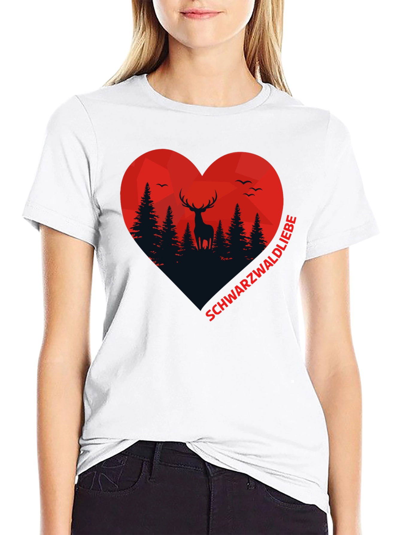Black Forest Deer Heart Graphic T-Shirt