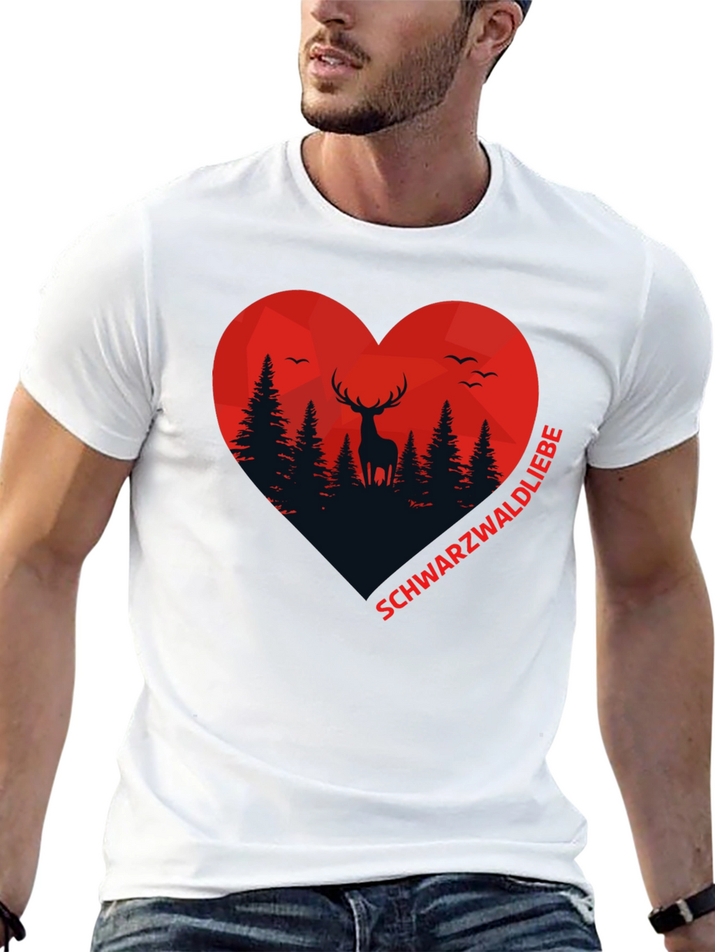 Black Forest Deer Heart Graphic T-Shirt