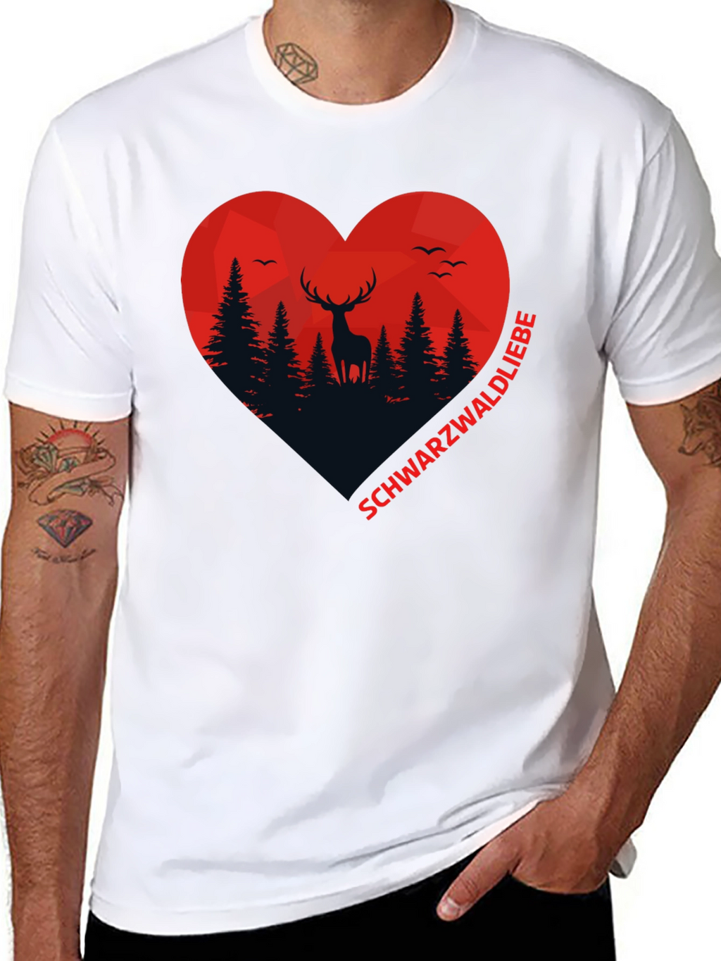 Black Forest Deer Heart Graphic T-Shirt