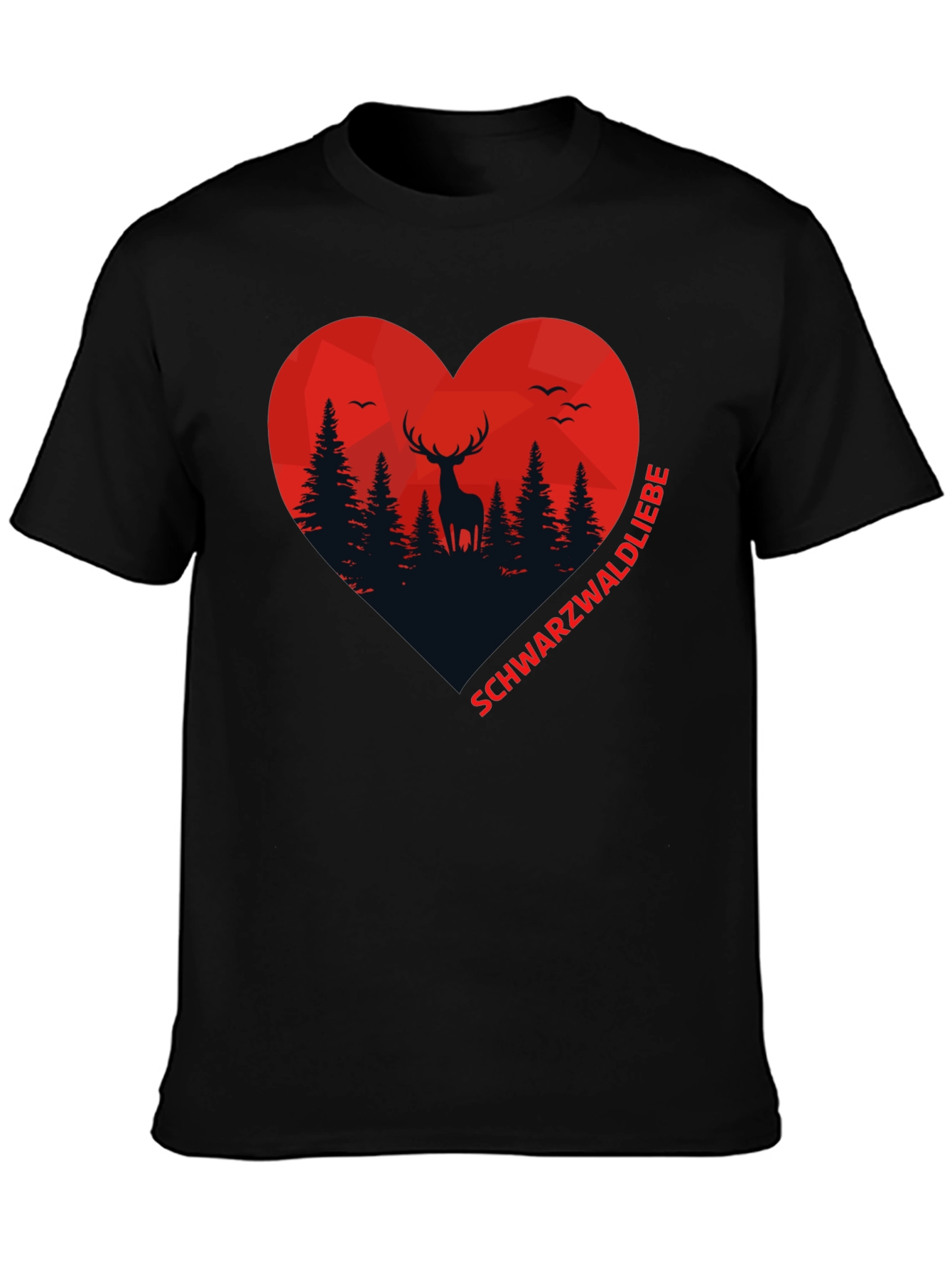 Black Forest Deer Heart Graphic T-Shirt