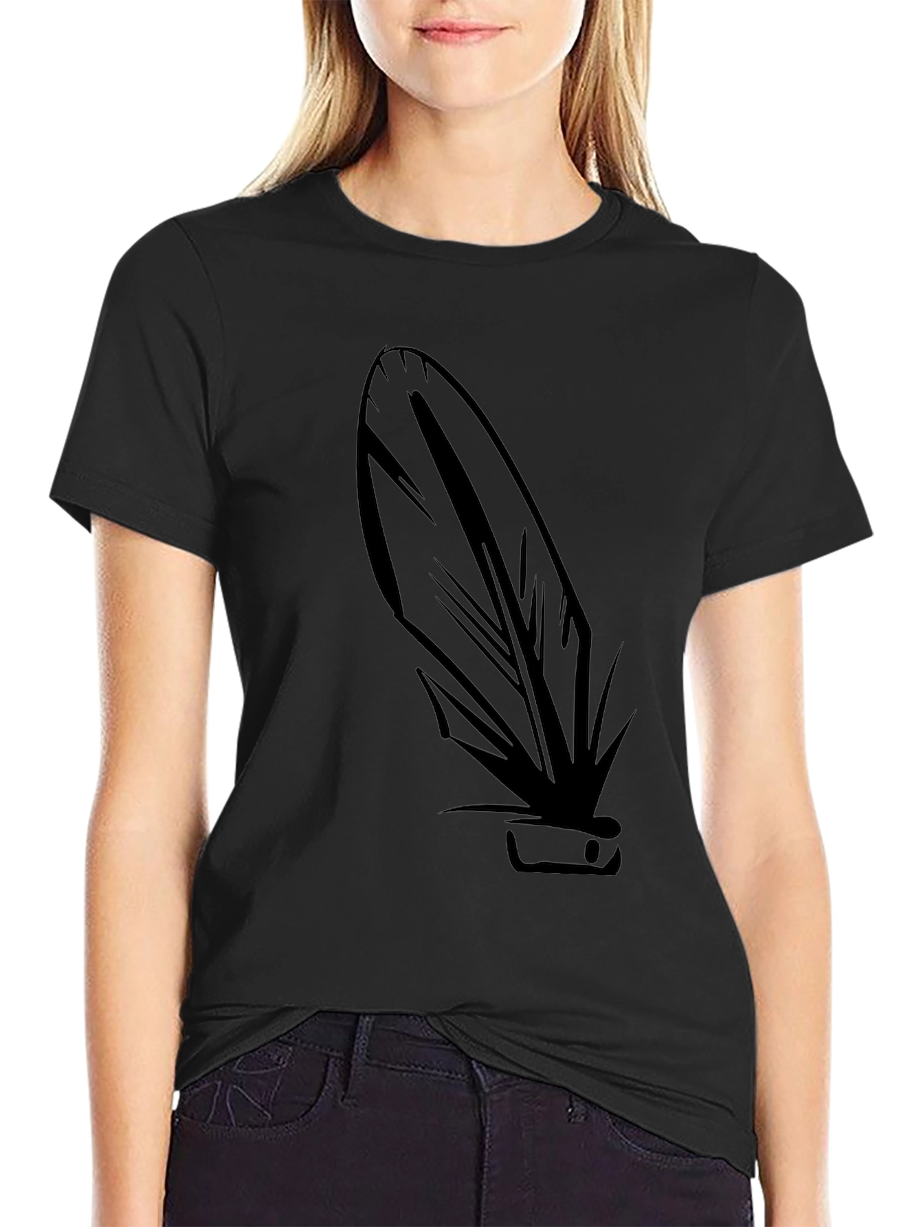Feather Graphic Black T-Shirt - Modern Stylish Tee
