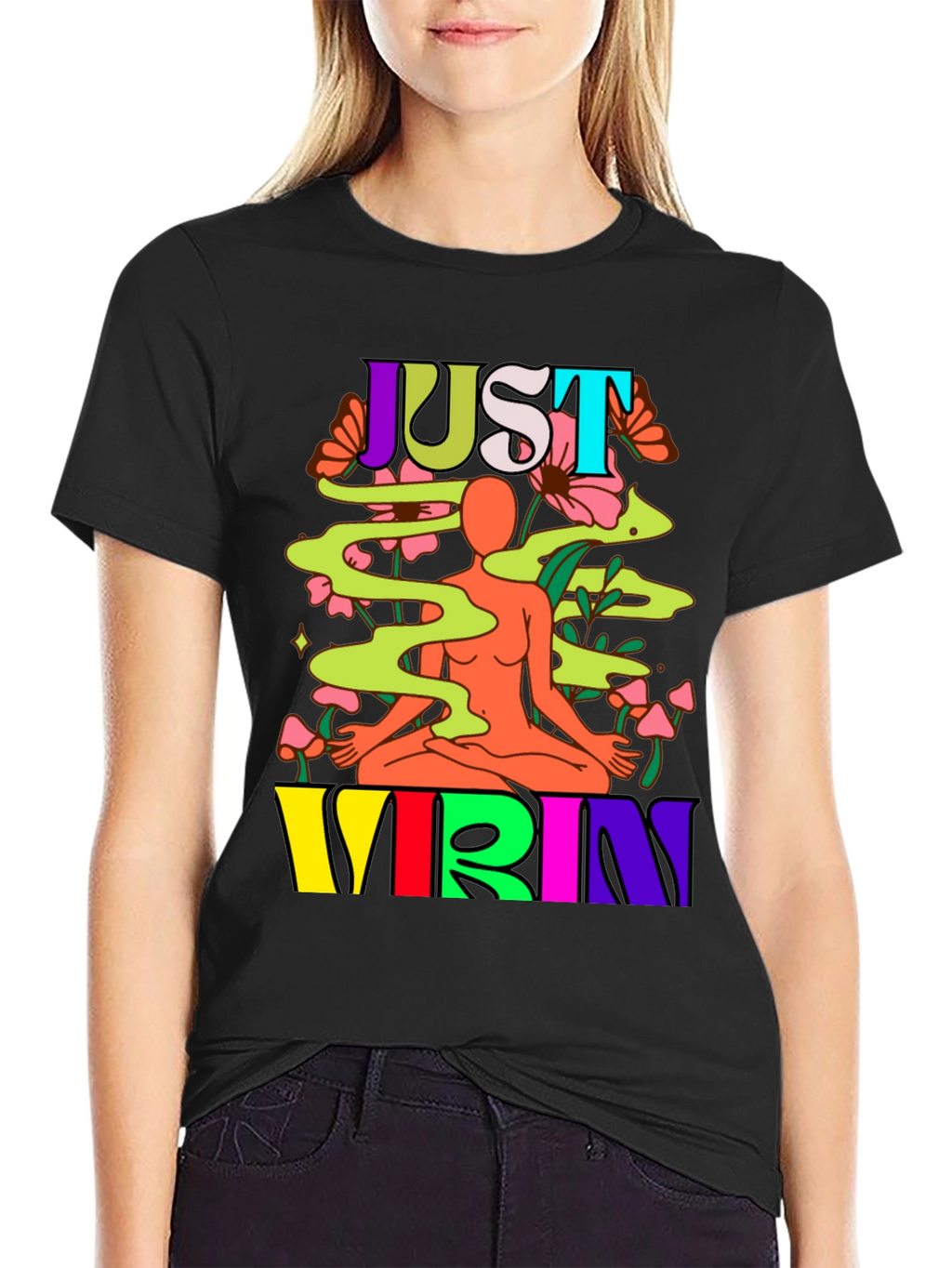 Just Vibin Graphic Tee - Black