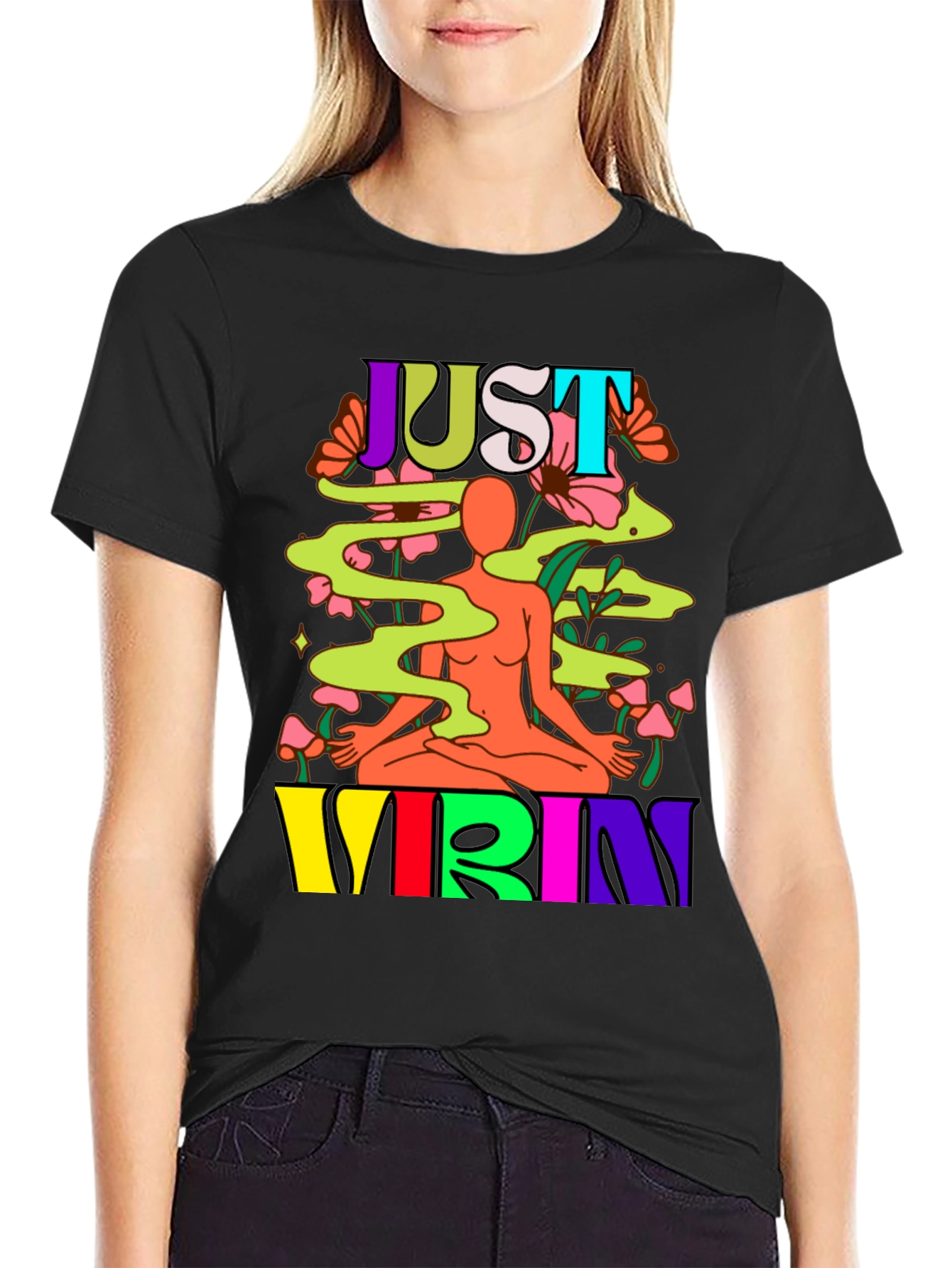 Just Vibin Graphic Tee - Black