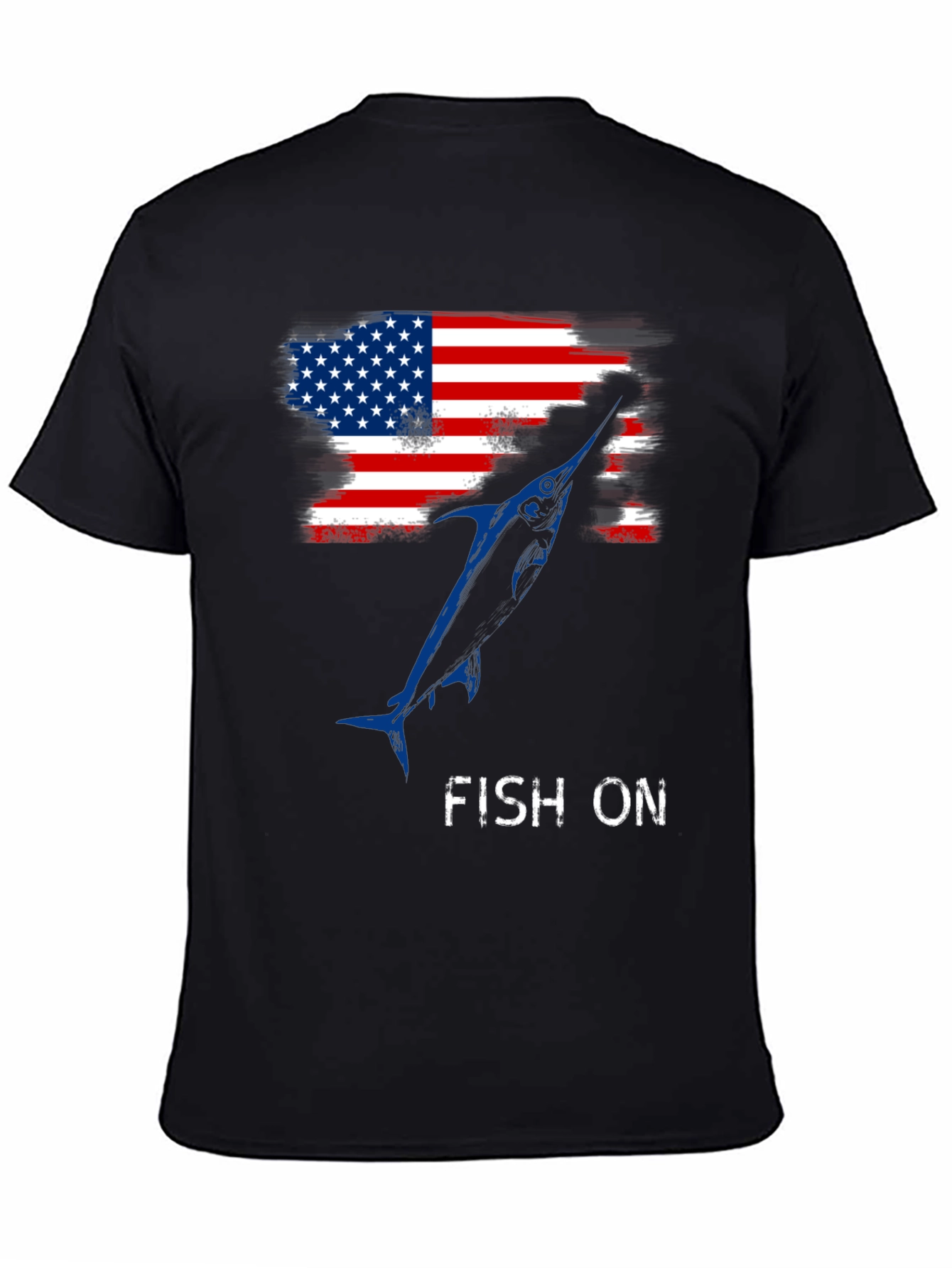 American Flag Fish On T-Shirt