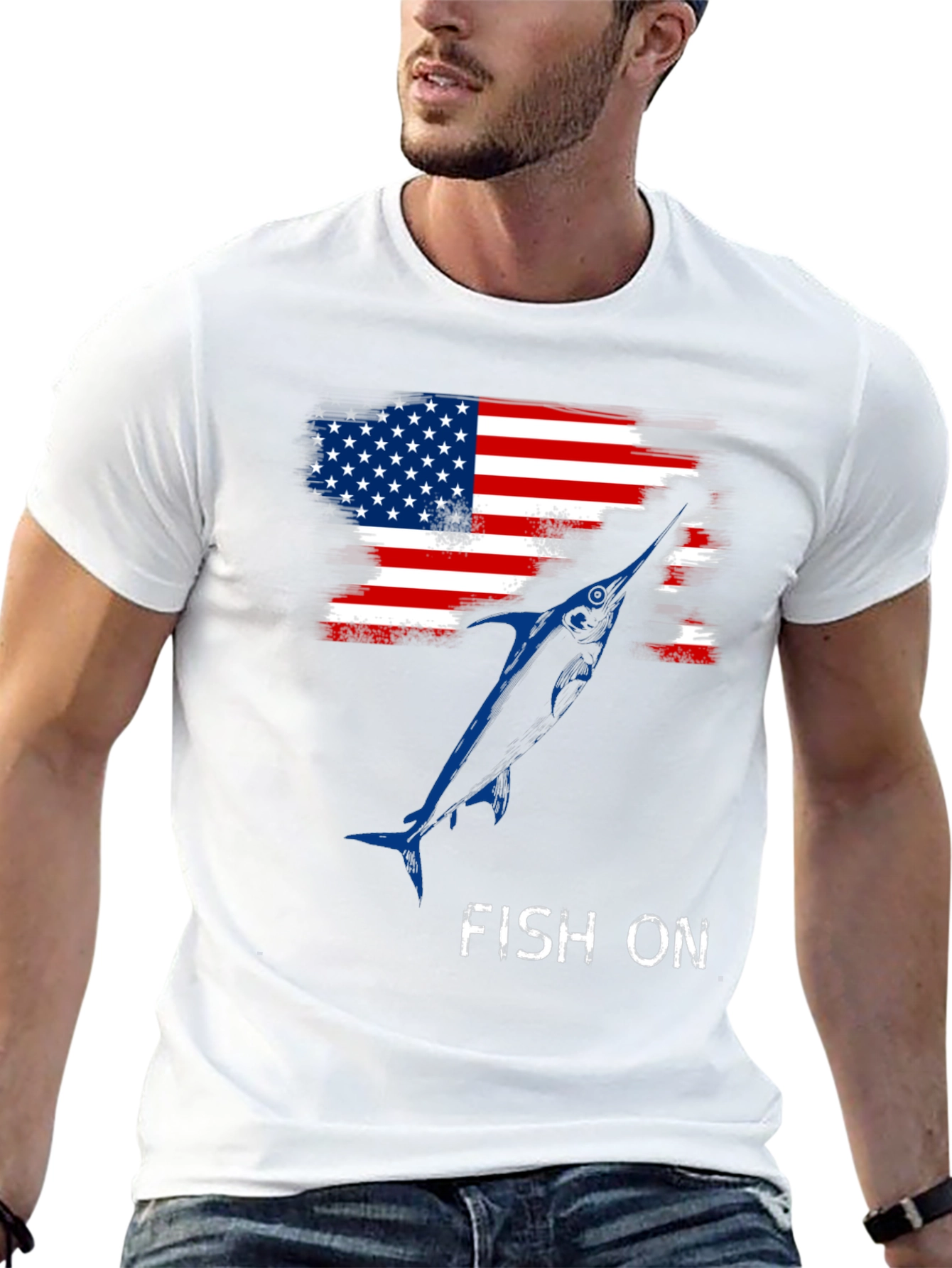American Flag Fish On T-Shirt